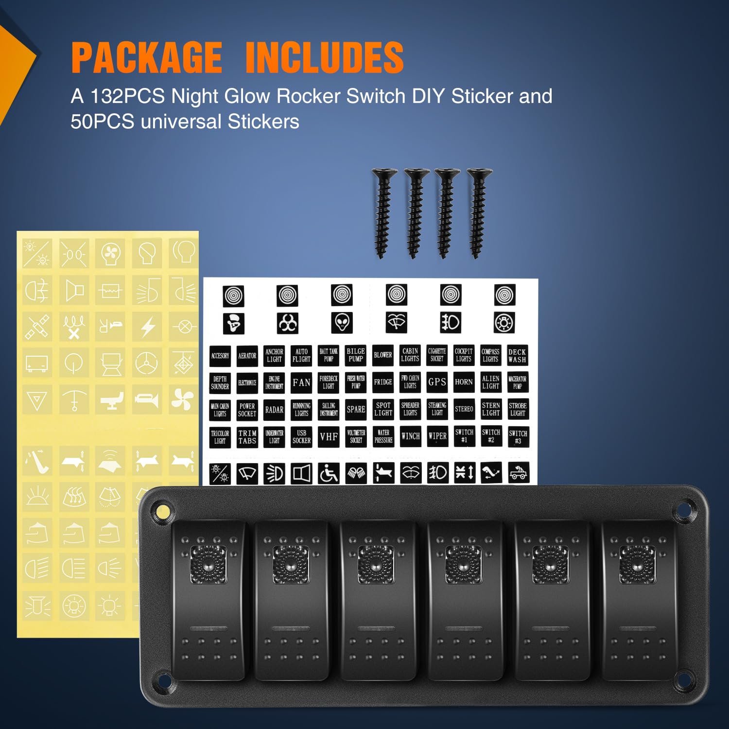 Nilight 6 Gang Rocker Switch Panel With Purple Led Light 5 Pin On Off Pre-Wired Rocker Switch Aluminum Panel Toggle Switch Panel