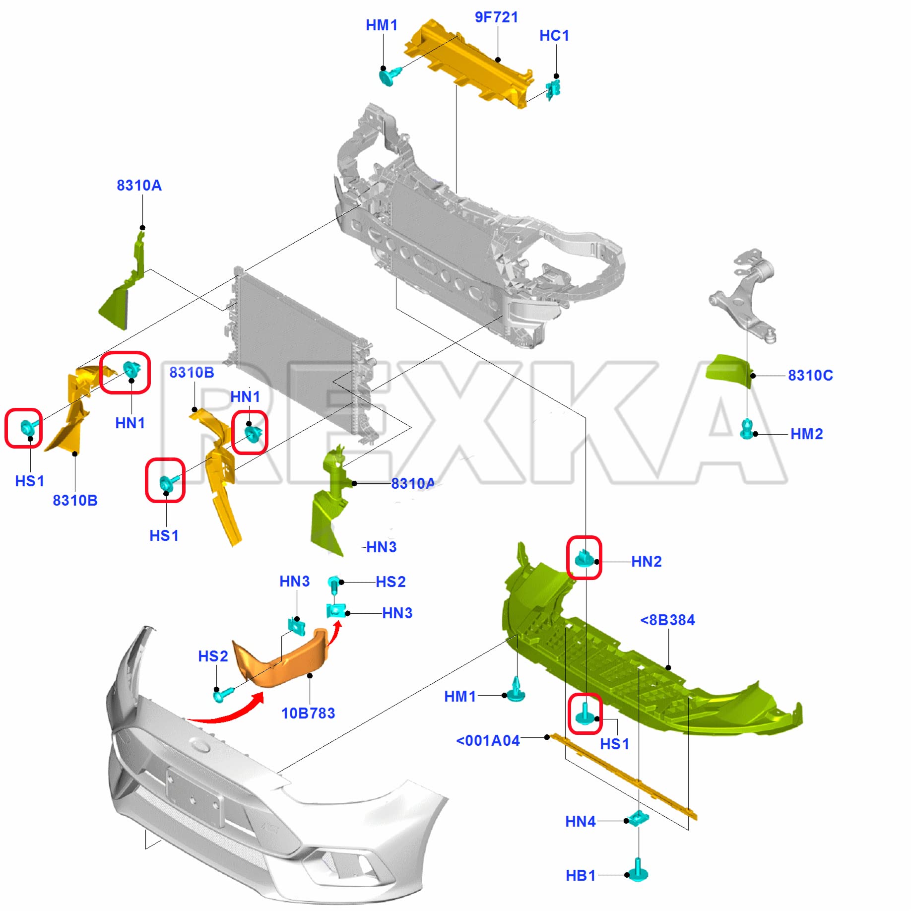 Rexka 20 Sets Engine Splash Shield Screws for Ford - T30 Torx Head Bolts and Grommets for Undertray Engine Fender Liner Deflecto