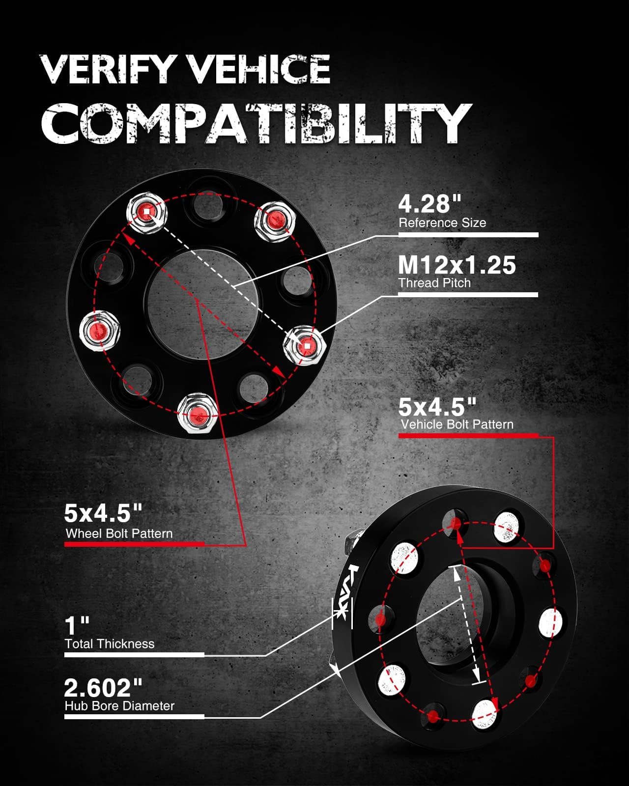 Kax 5X4.5 Wheel Spacers,1 Inch 5 Lug Hub Centric Wheel Spacers Fit For Altima, Maxima, G35, Jx35, Q40, 300Zx With M12X1.25 Studs