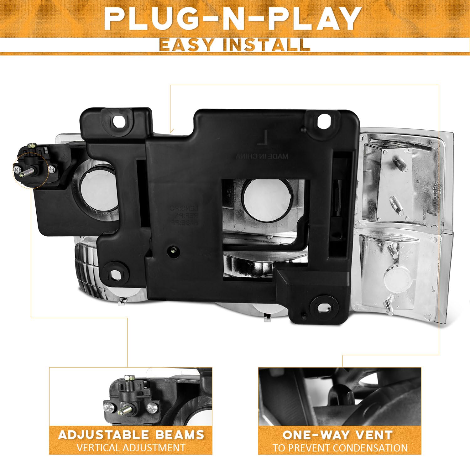 WEELMOTO Headlights Assembly for 1994-1998 Chevy C10, 94-98 C/K 1500 2500 3500, 94-98 Tahoe/Suburban/Silverado, 92-94 Blazer for