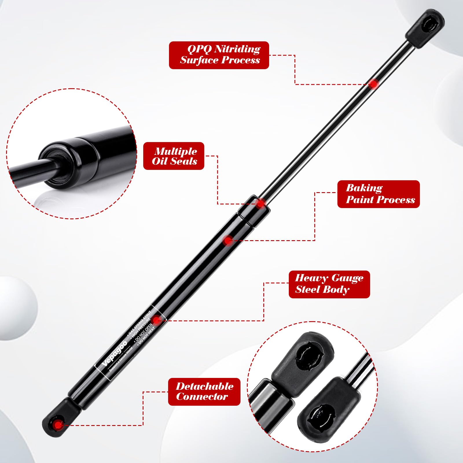 Vepagoo 24 Inch 30Lb/133N Gas Struts Shocks Lift Support Spring For Tonneau Cover Truck Pickup Bed Rv Door Replacement Sturt Se2