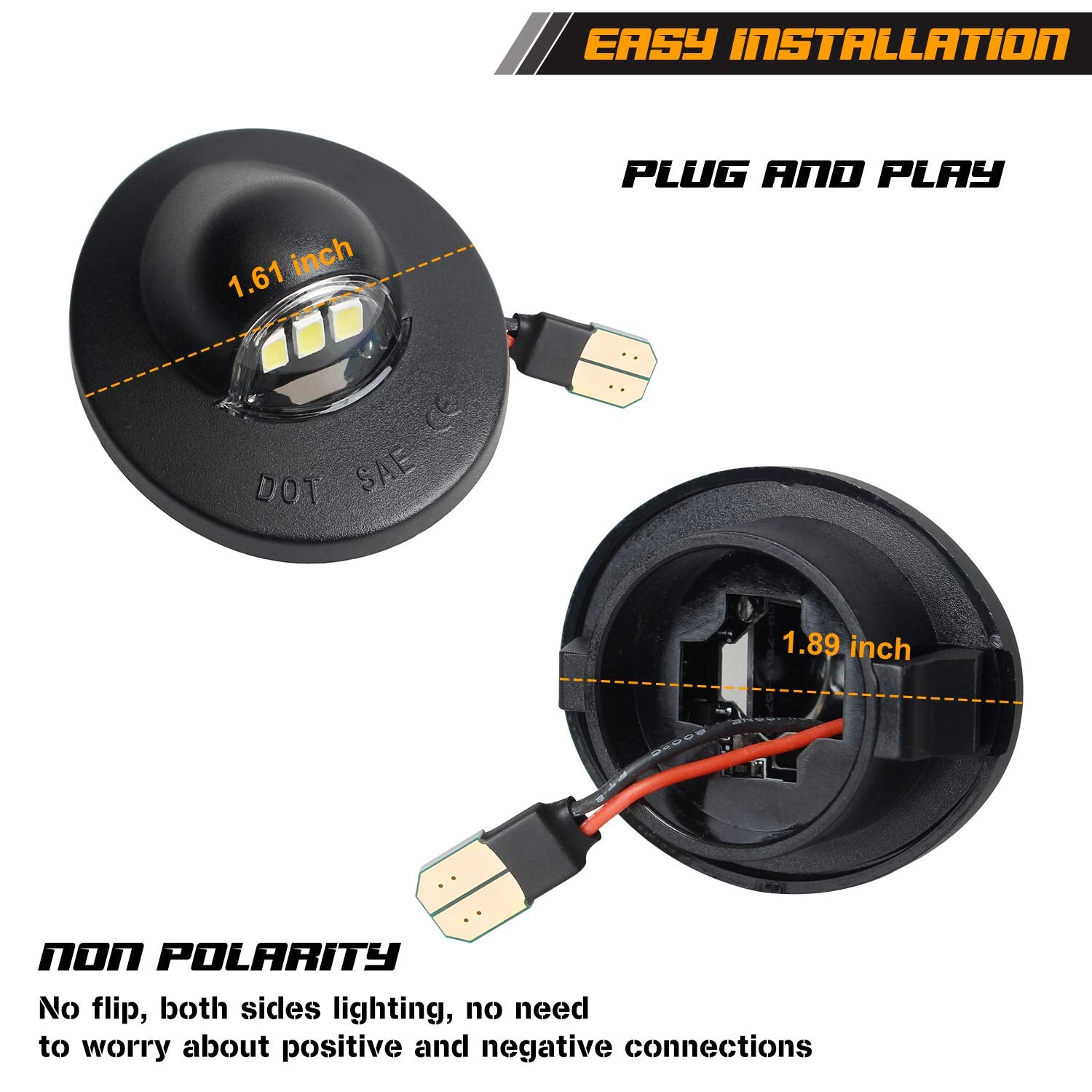 RUXIFEY LED License Plate Light Tag lights with Socket Compatible with Ford F150 F250 F350 F450 F550 Super Duty Ranger Explorer