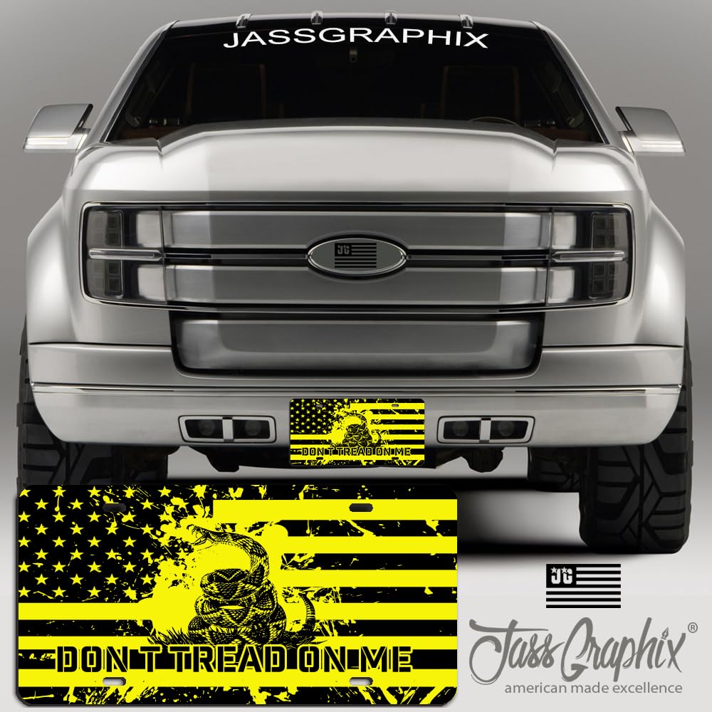 Jass Graphix Don'T Tread On Me License Plate - American Flag & Gadsden Snake Design
