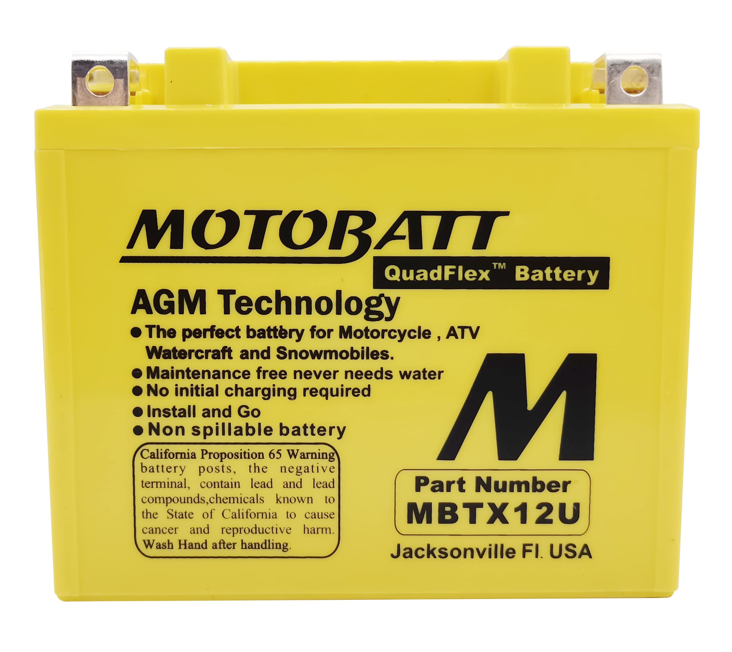 Motobatt Mbtx12U (12V 14 Amp) 200Cca Factory Activated Quadflex Agm Battery