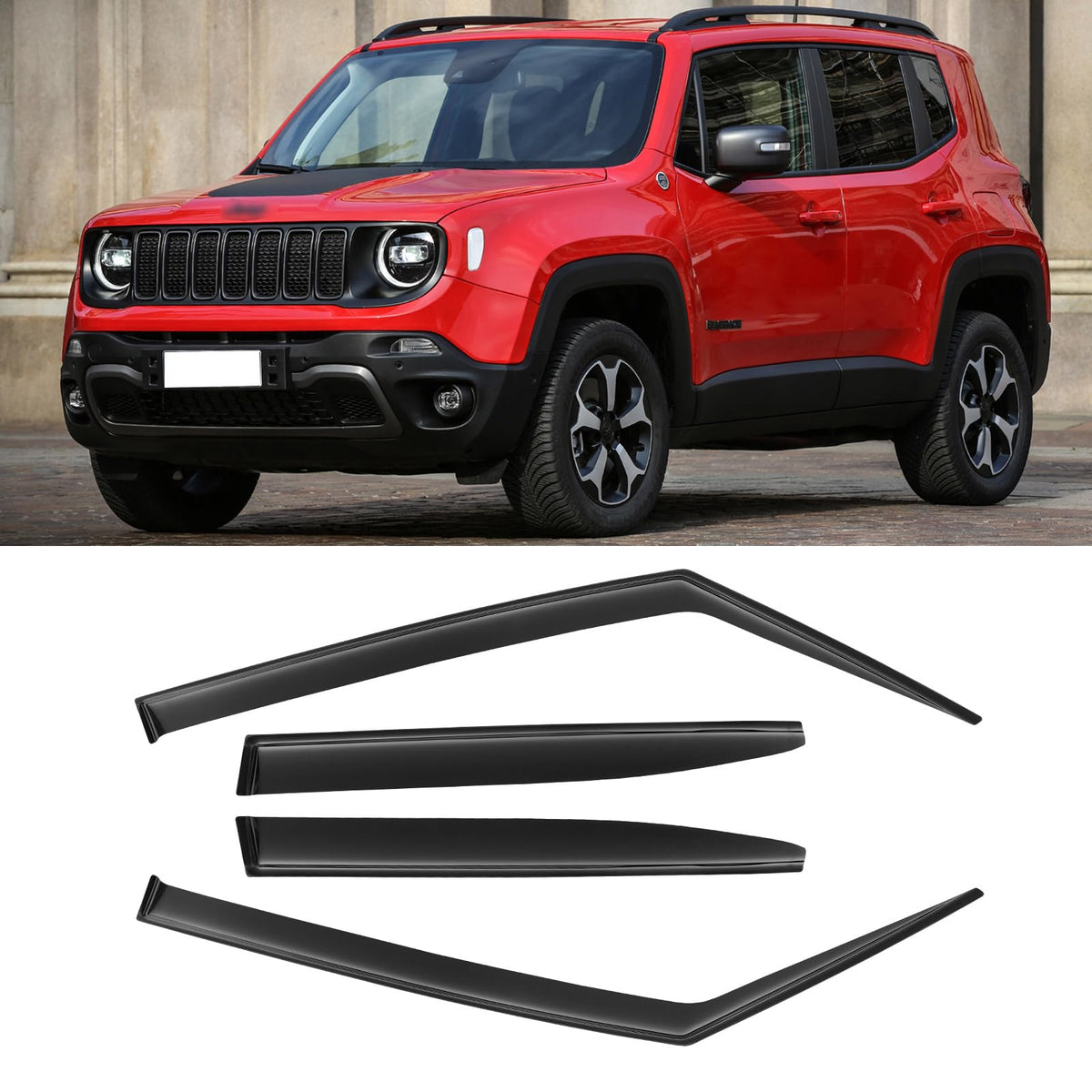 AWVRG Window Rain Guards for 2015-2024 Jeep Renegade, Window Visor Guard Vent Wind Shade Deflector Rain Shield Protector Sun Vis