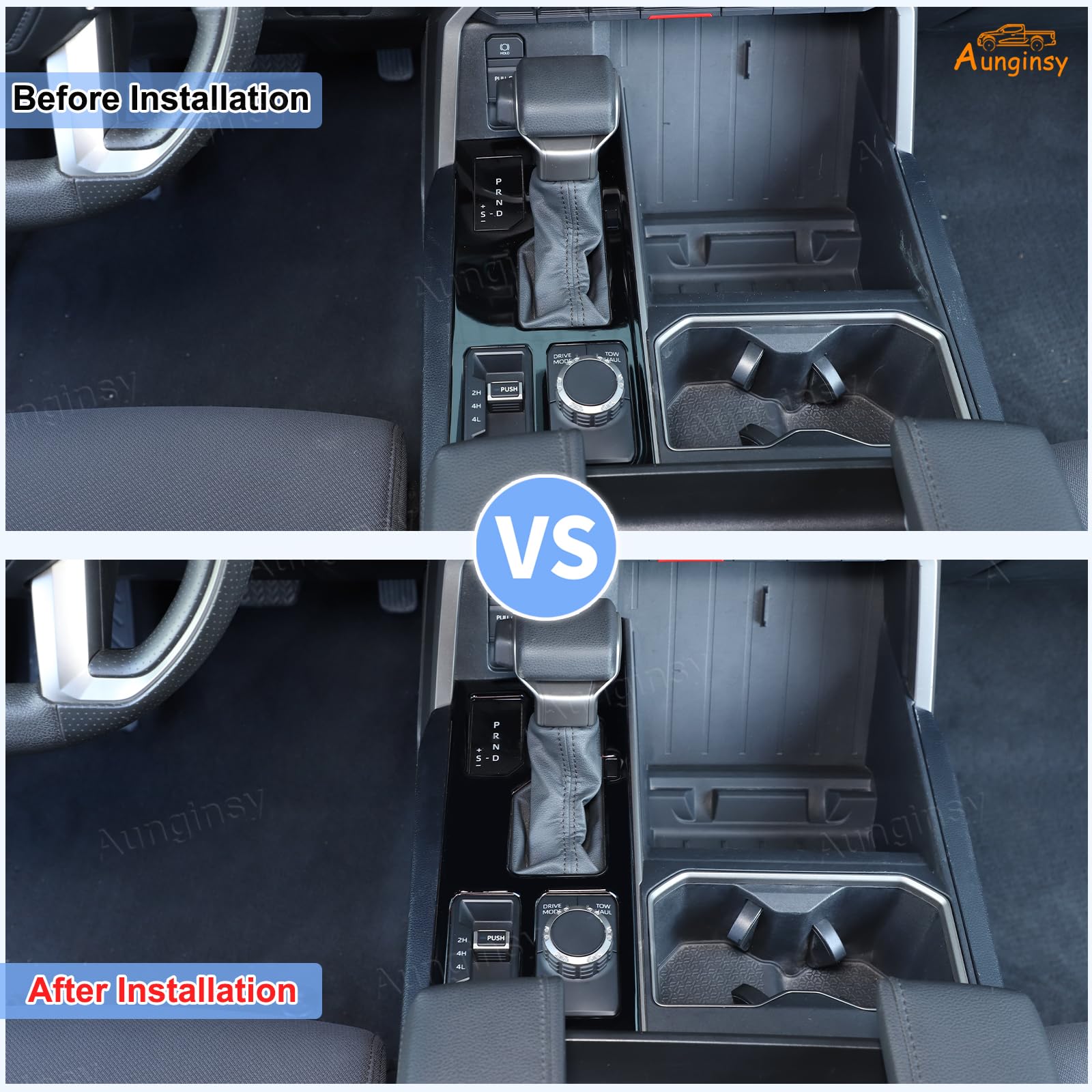 Aunginsy Car Central Control Gear Shift Panel Trim Cover Compatible With Toyota Tundra/Sequoia 2022-2024 Pickup Gear Shifter Con