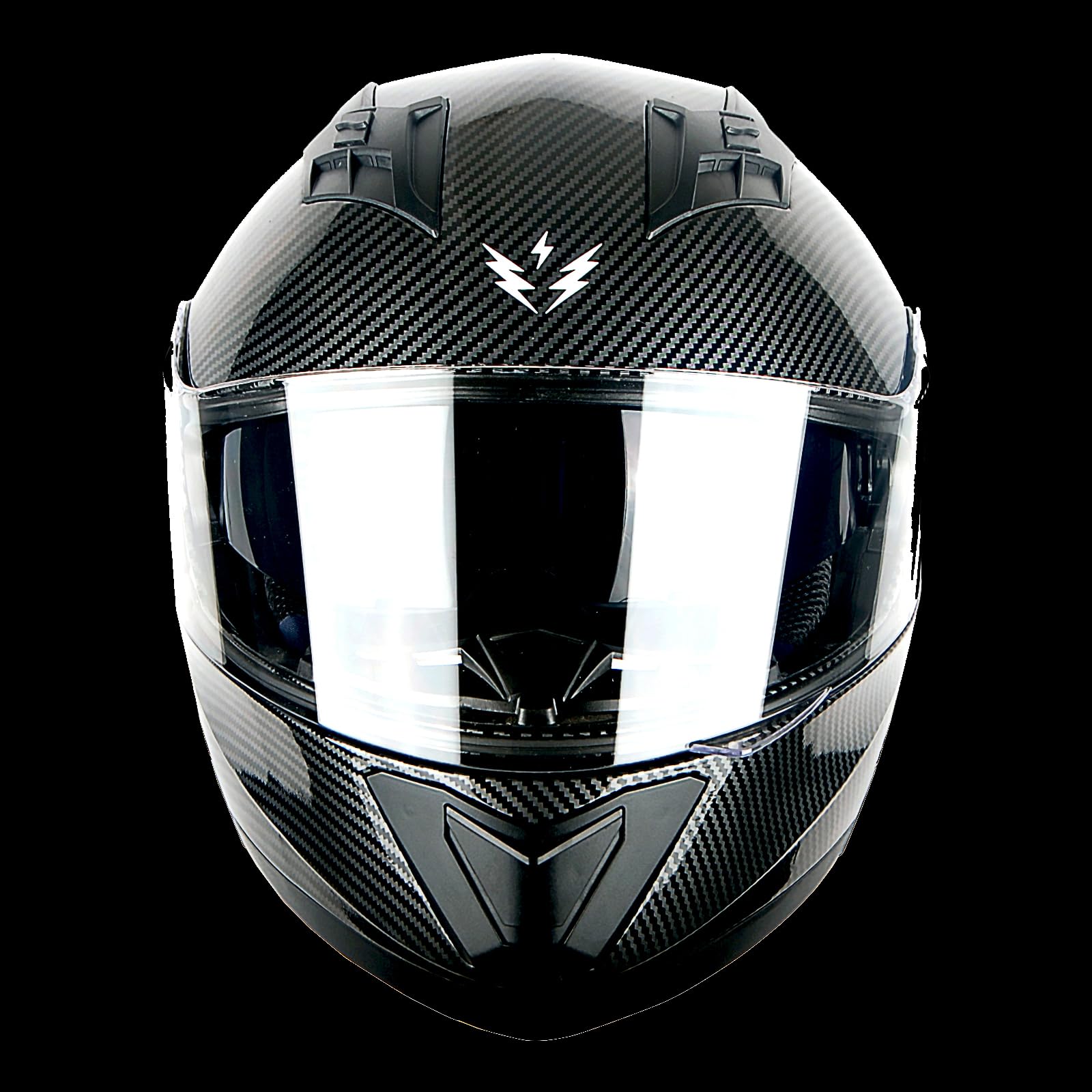 1Storm New Motorcycle Bike Modular Full Face Helmet Dual Visor Sun Shield: Carbon Fiber Black