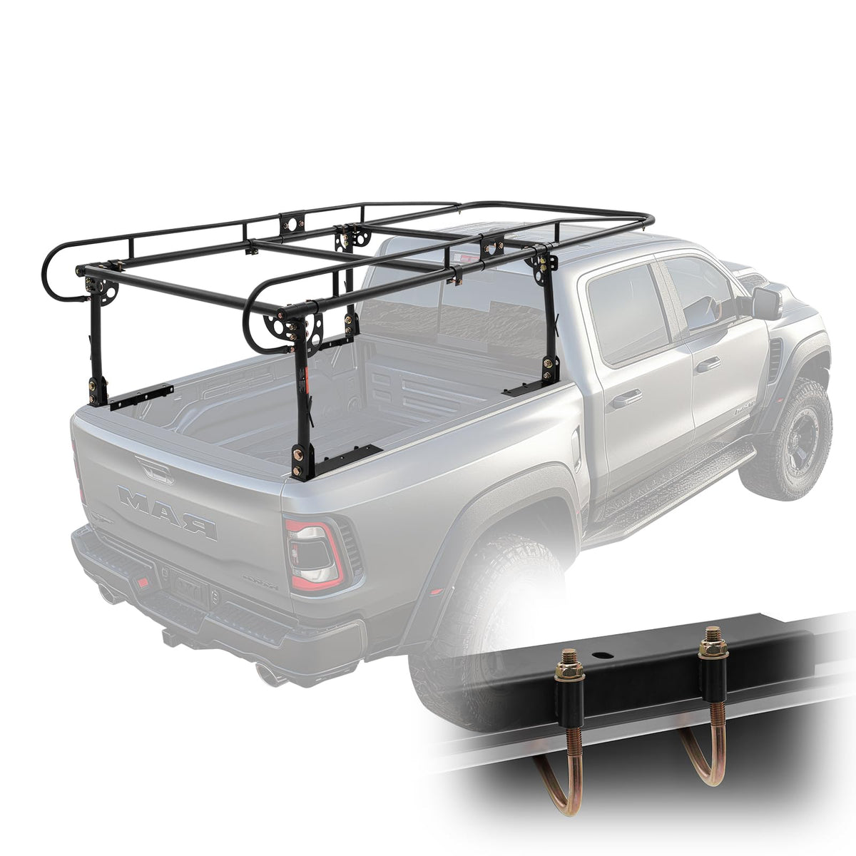 VEVOR Truck Ladder Rack, 1000 LBS / 454 KG Strong Capacity Truck Racks, Non-Drilling/Drilling Installation for Long or Heavy Car