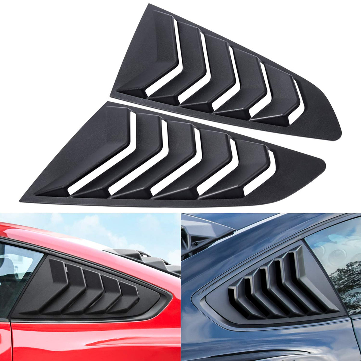 Side Window Louvers for Ford Mustang 2015 2016 2017 2018 2019 2020 2021 2022 2023 Windshield Sun Shade Cover Vent GT Lambo Style