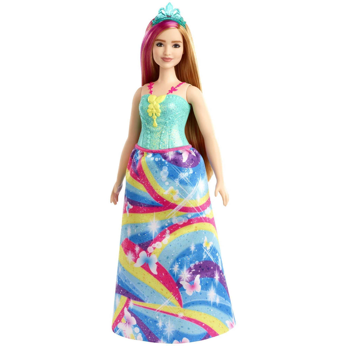 Barbie Dreamtopia Princess Doll, 12-Inch, Curvy, Blonde With Pink Hairstreak