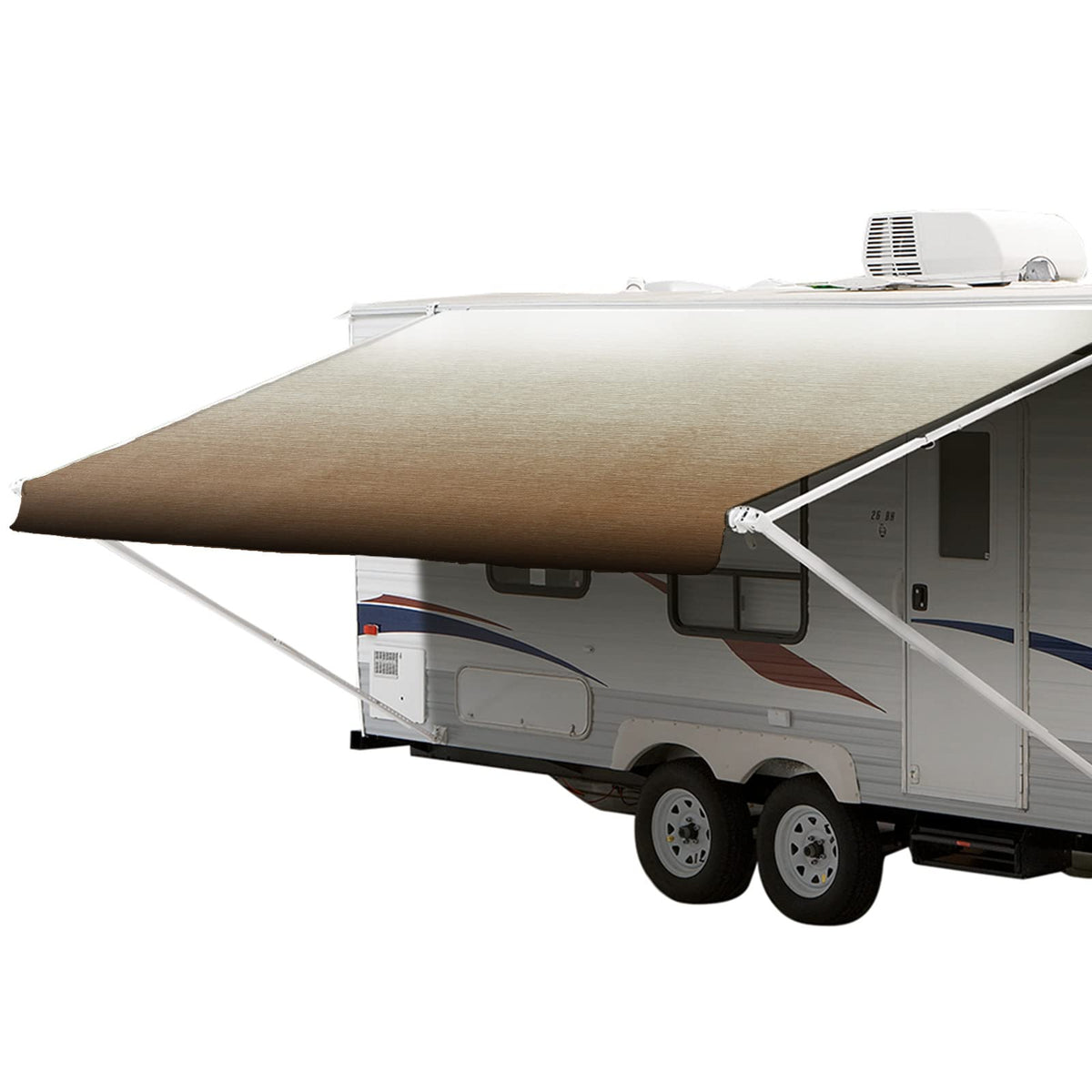 Shadepro - Rv Awning Fabric Replacement - Premium Grade Weatherproof Vinyl - Universal Outdoor Canopy For Camper, Trailer, And Motorhome Awnings - Dune Fade - 17' (Fabric 16' 2)