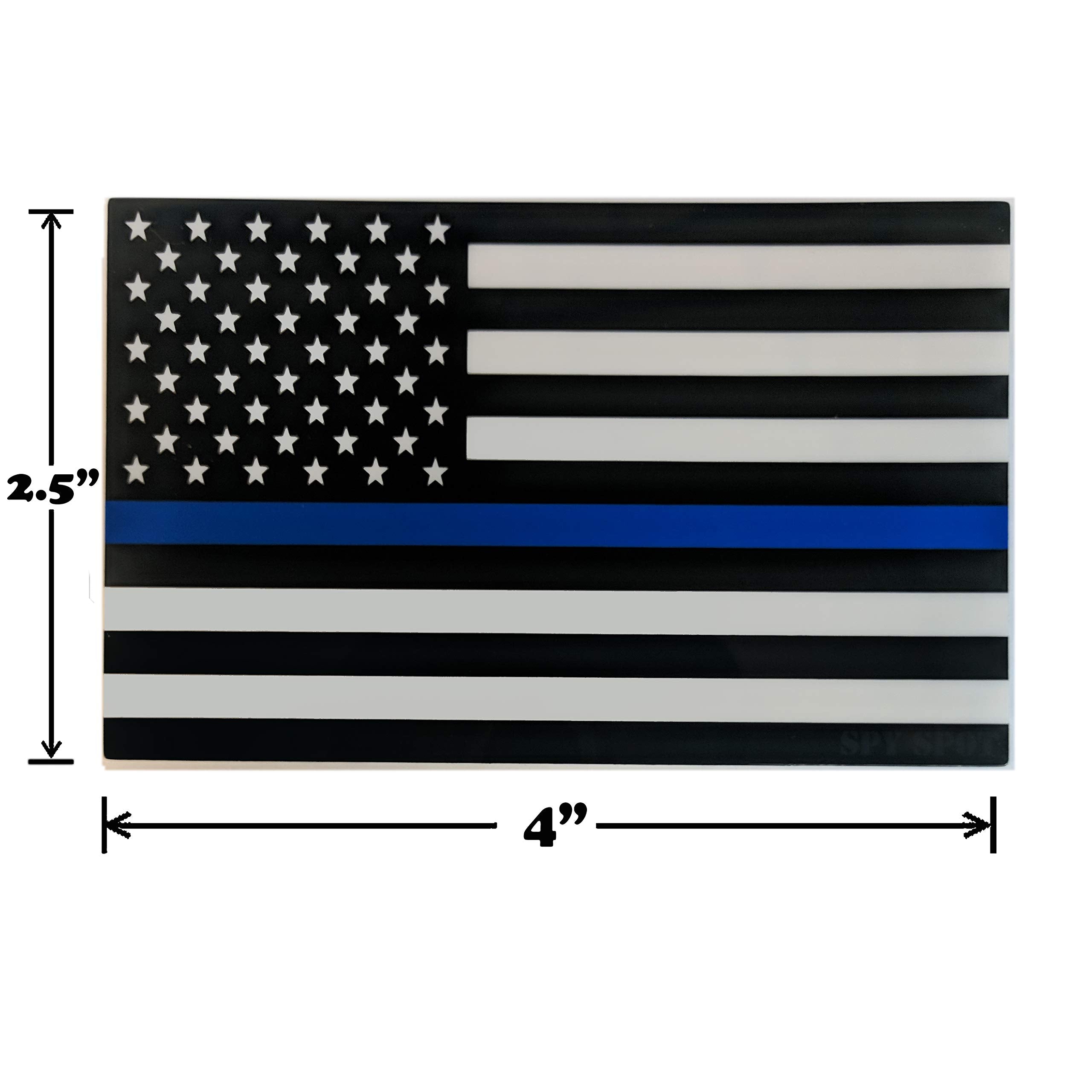 Thin Blue Line Black White And Blue Flag | Set Of 4 | 4''X 2.5'' | Decal Car Stickers American Flag Support Police And Law Enfor
