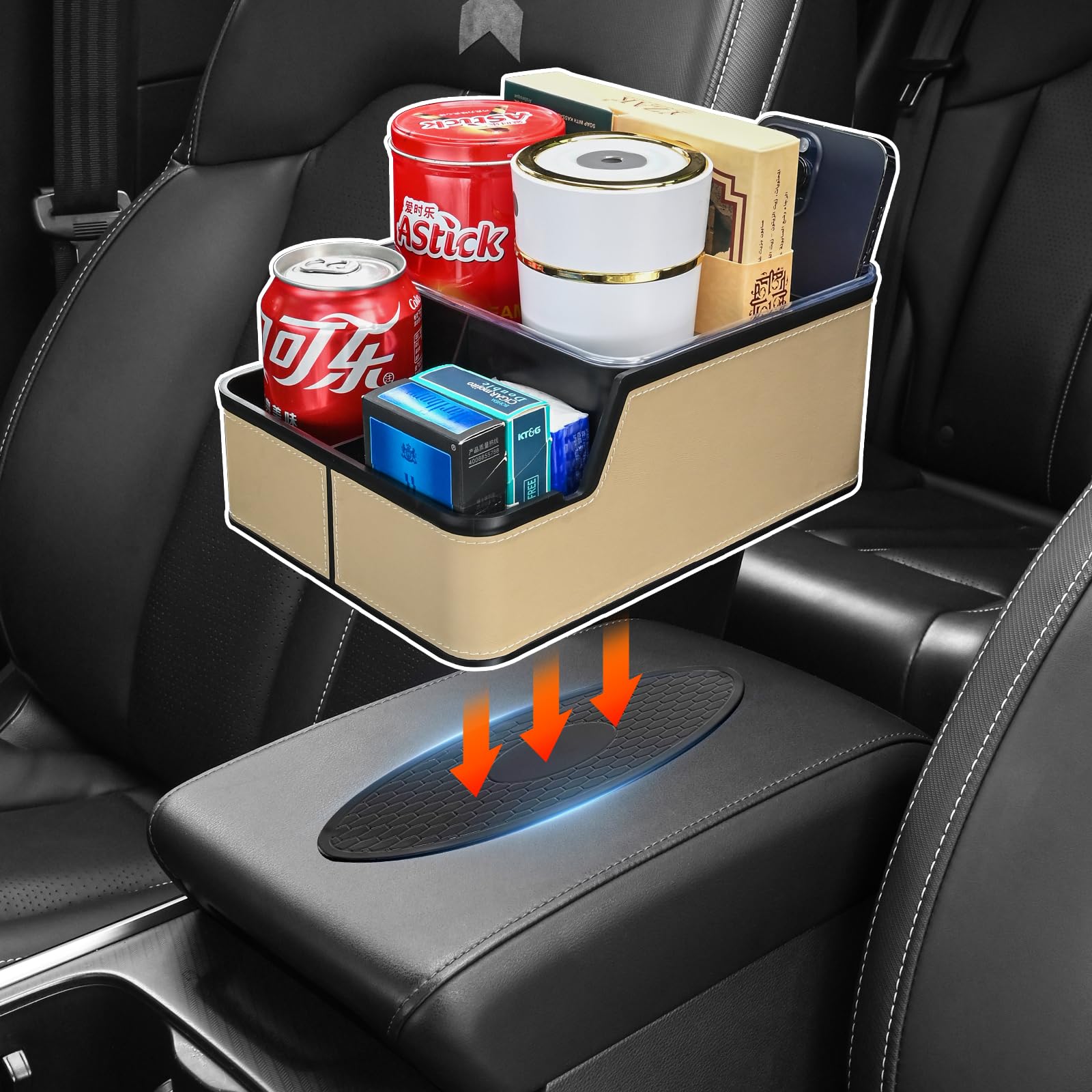 Car Organizer Between Back Seat,Car Armrest Storage Box With 3 Compartment,Multifunctional Car Interior Storage Box With Cup Hol