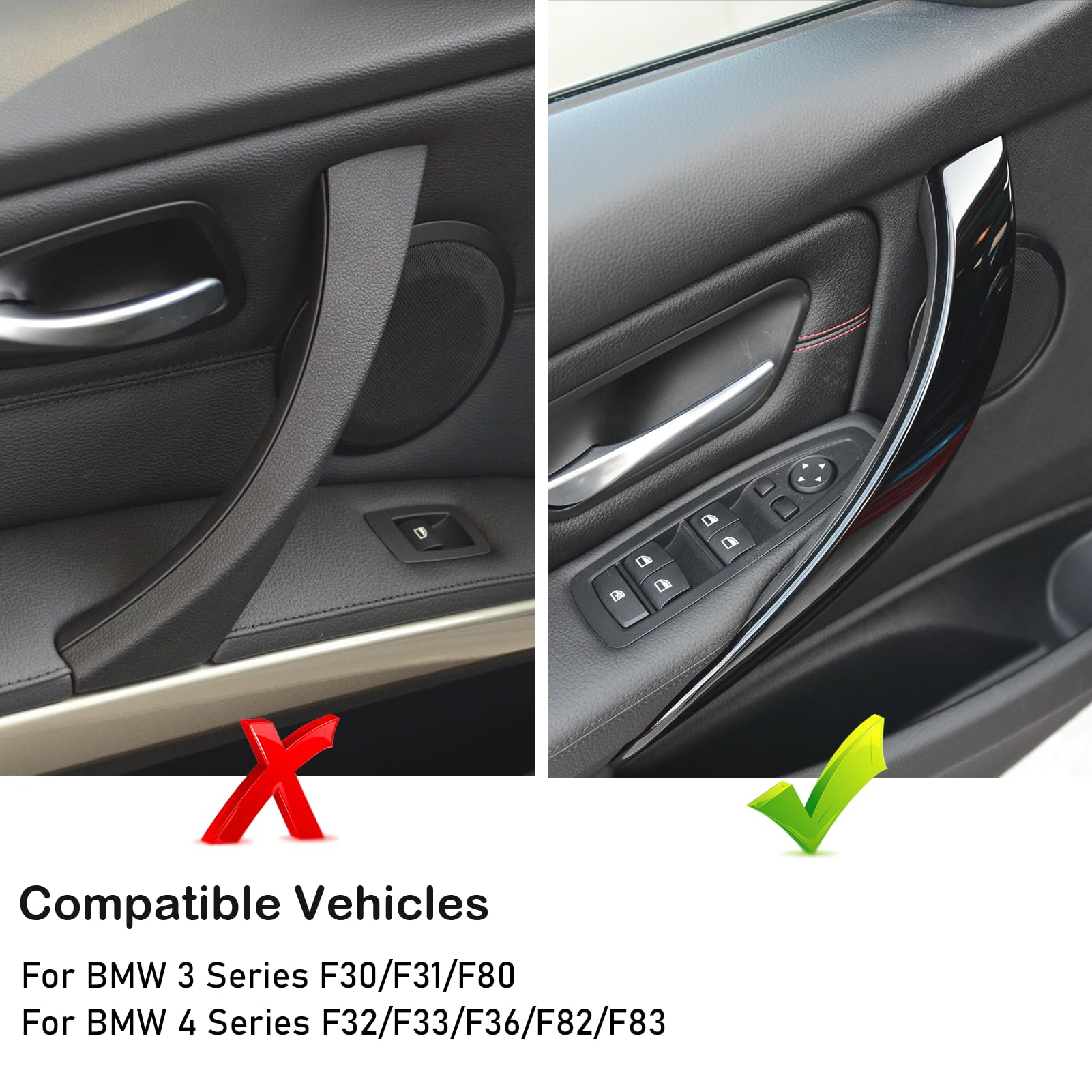 Jaronx For Bmw 3/4 Series Door Handle, Inner Door Supprot Handle Pull Strap Grab Cover Passenger Side Right Front Door Armrest B