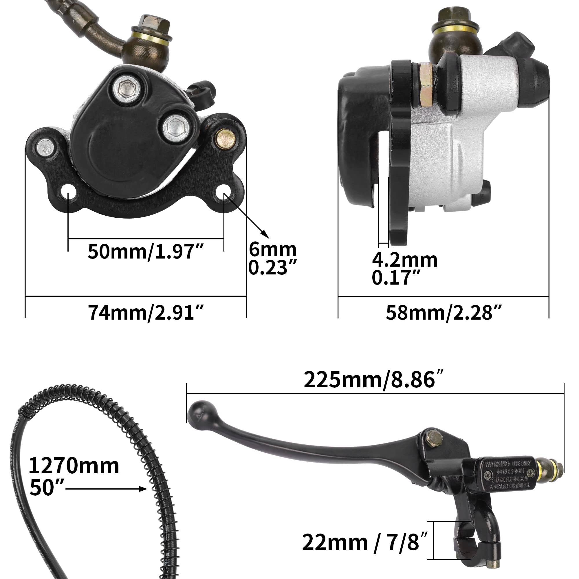 Hydraulic Brake Master Cylinder Caliper With Brake Pad Assembly Hose Tube For 97Cc 2.8Hp Baja Doodlebug Dirtbug Db30 Coleman Ct100U Mini Bike Dirt Bike Moto - High Braking Force