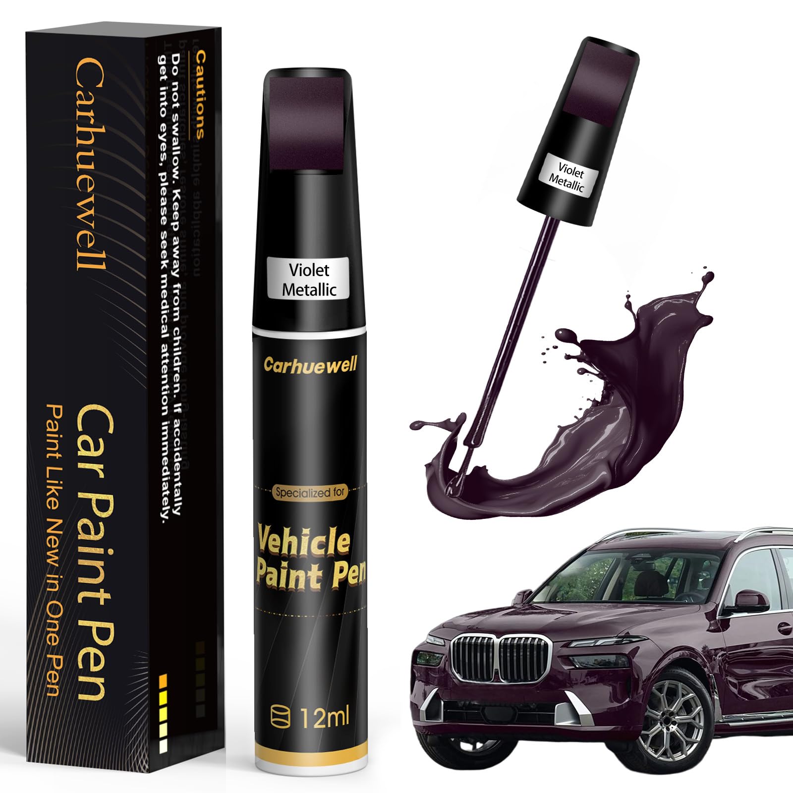 Purple Touch Up Paint for Cars, Car Scratch Repair Pen, Car Paint Touch Up Pen Auto Scratches Remover Easy to Use and Quick Fix(