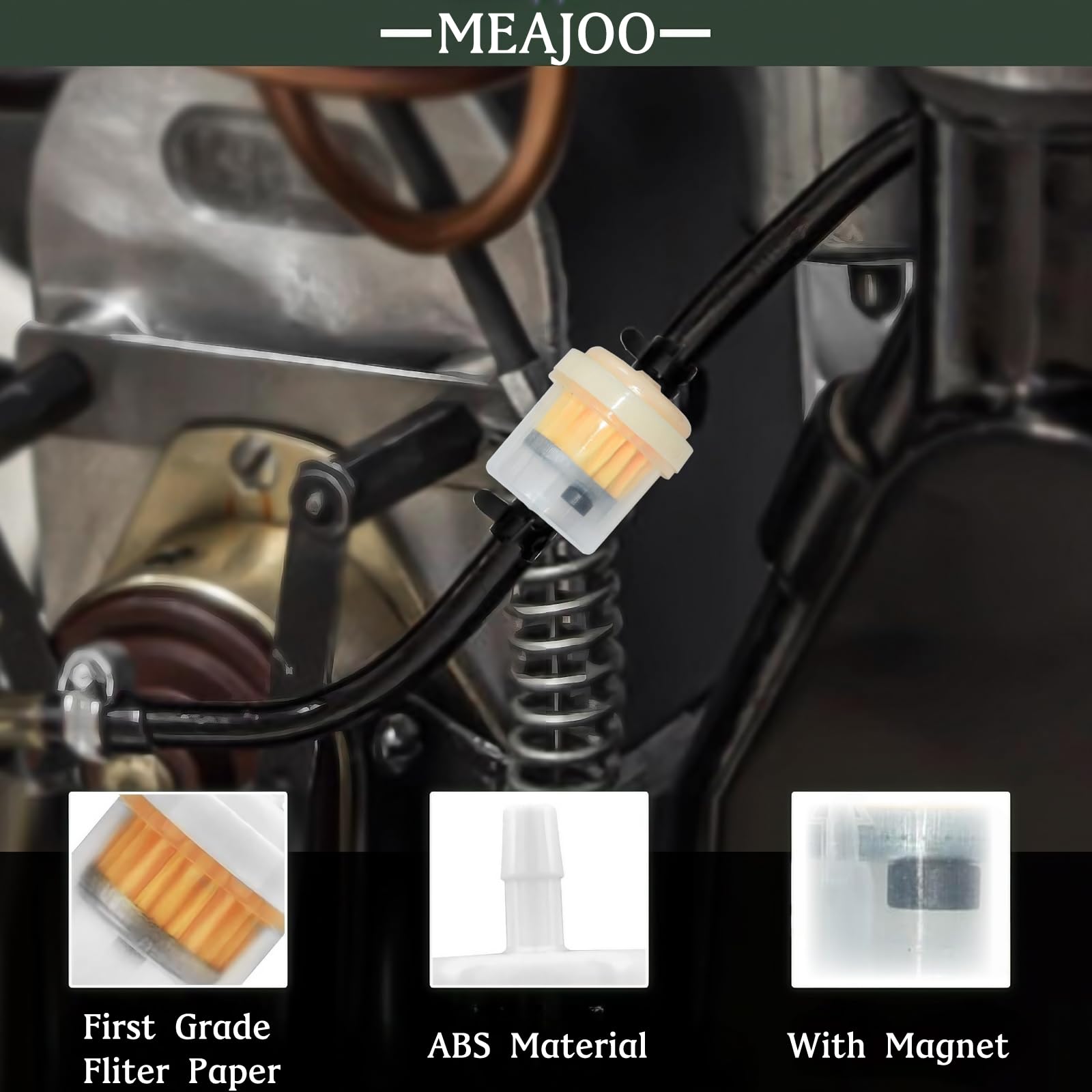 MEAJOO 10PCS 1/4'' 6mm-7mm Gas Inline Fuel Filter, with magnet, Fit for ATV Scooter Moped Go Kart Dirt Bikes Snowblower Motorcyc