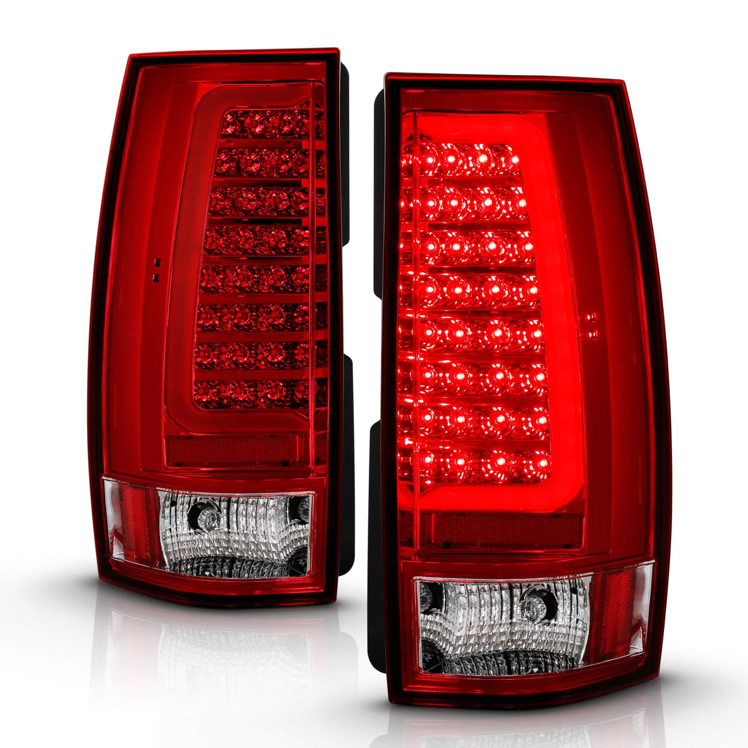 Amerilite For 2007-2014 Chevy Tahoe Suburban/Gmc Yukon Xl Denali Replacement Smoke Black C-Type Led Tube Tail Lights Set - Passe