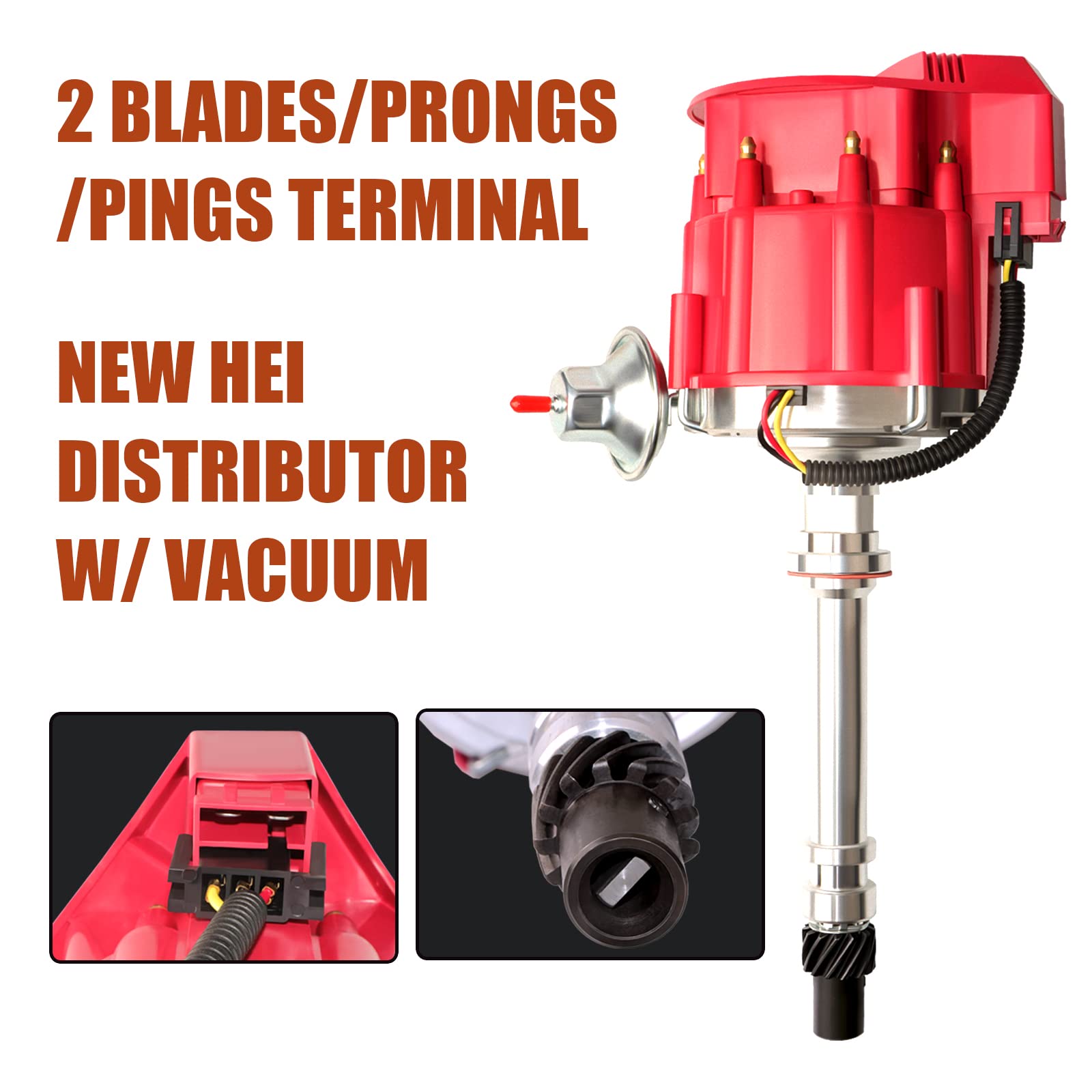 Mas Racing Hei Distributor&Spark Plug Wires & Free Pigtail Wire Harness Combo Kit Red Cap Replacement For Chevy 283 302 307 327 350 396 400 402 427 454 Gm Sbc Bbc 65K Coil 7500Rpm Chevrolet C10 Gmc V8