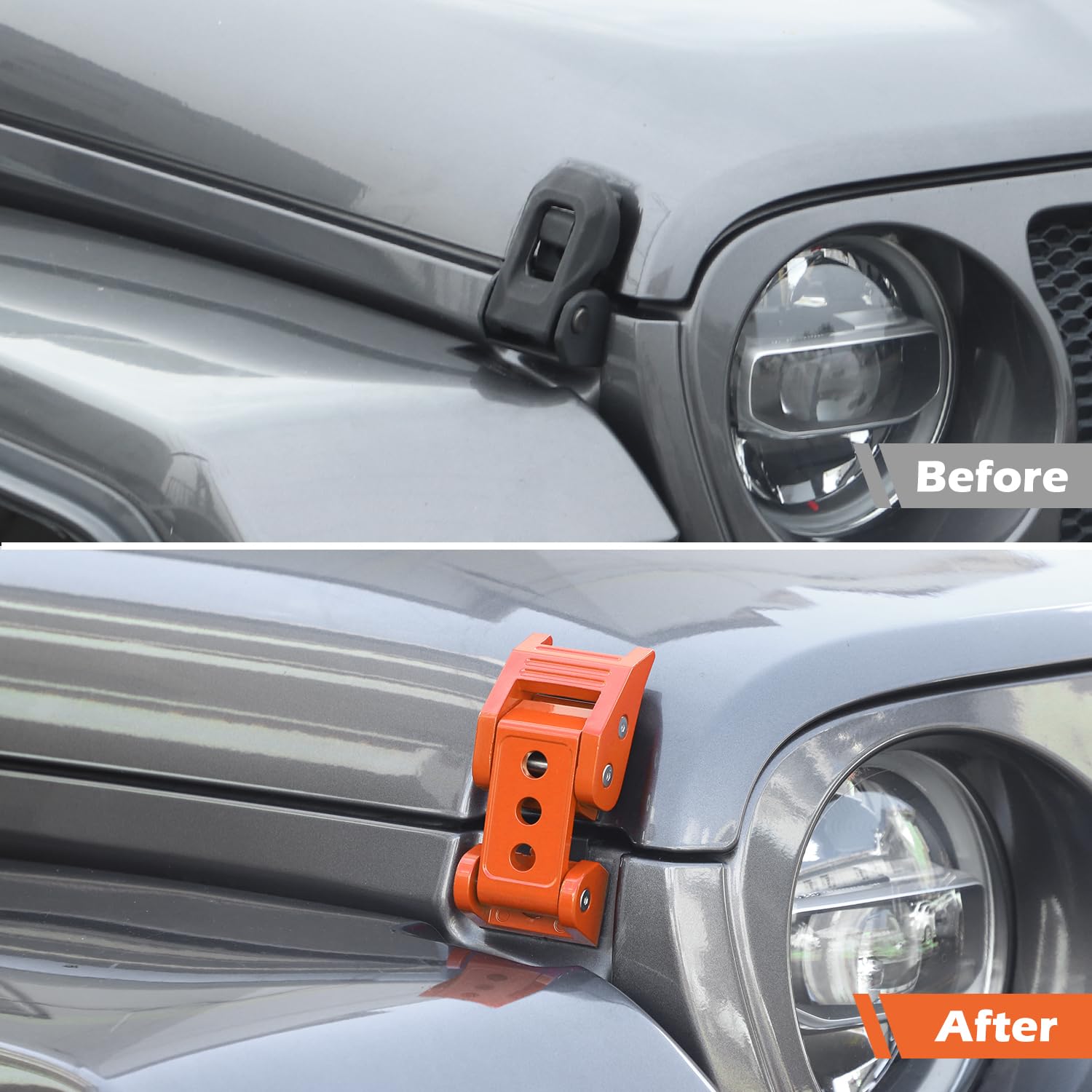 Rt-Tcz For Wrangler Hood Latches Catch Kit Compatible With 2007-2025 Jeep Wrangler Jk Jl Gladiator Jt Orange Exterior Accessorie