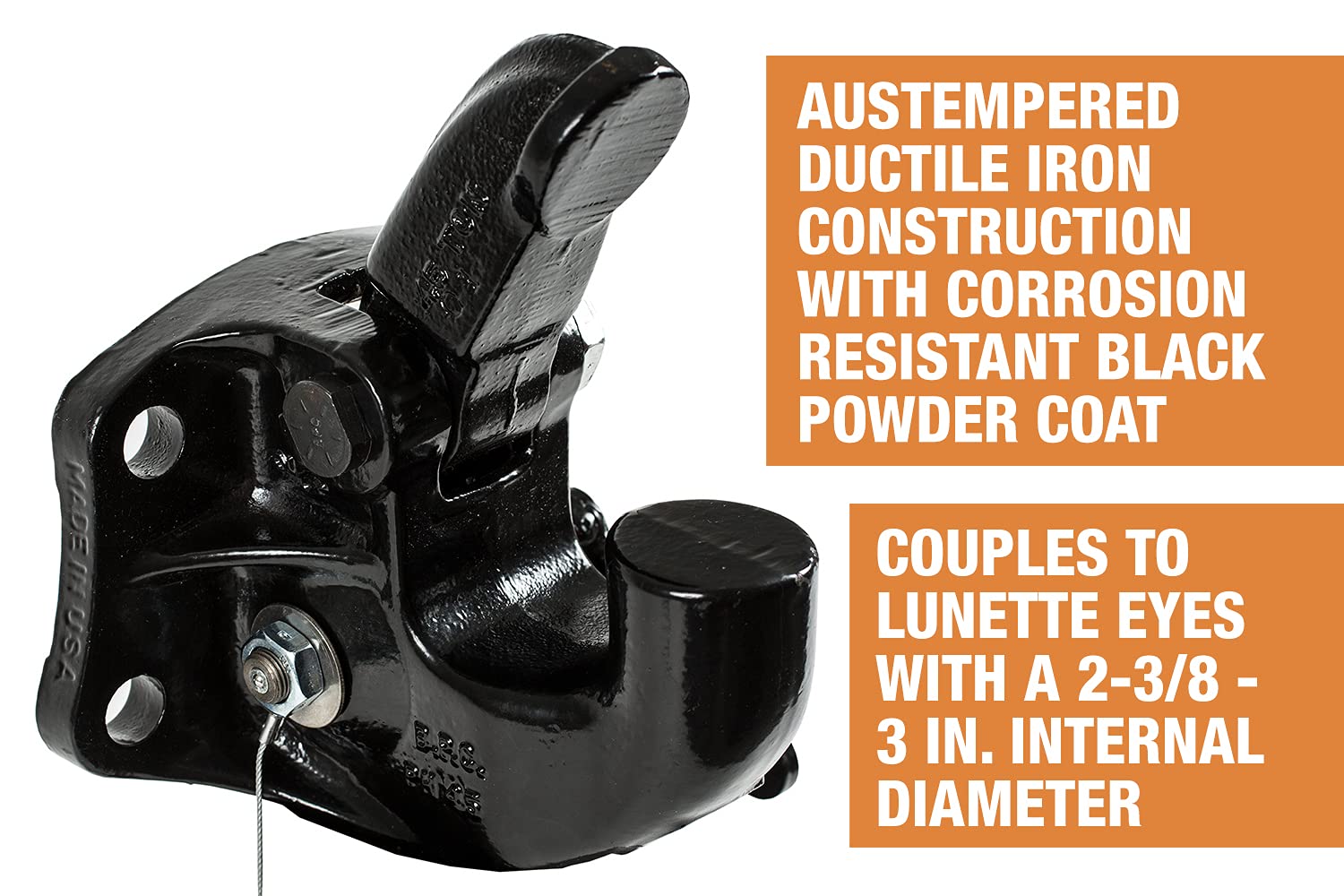 Buyers Products 45 Ton Pintle Hook - 90,000 Lbs MGTW, 18,000 Lbs MVL - Black, 45-Ton Capacity, Mounting Kit Sold