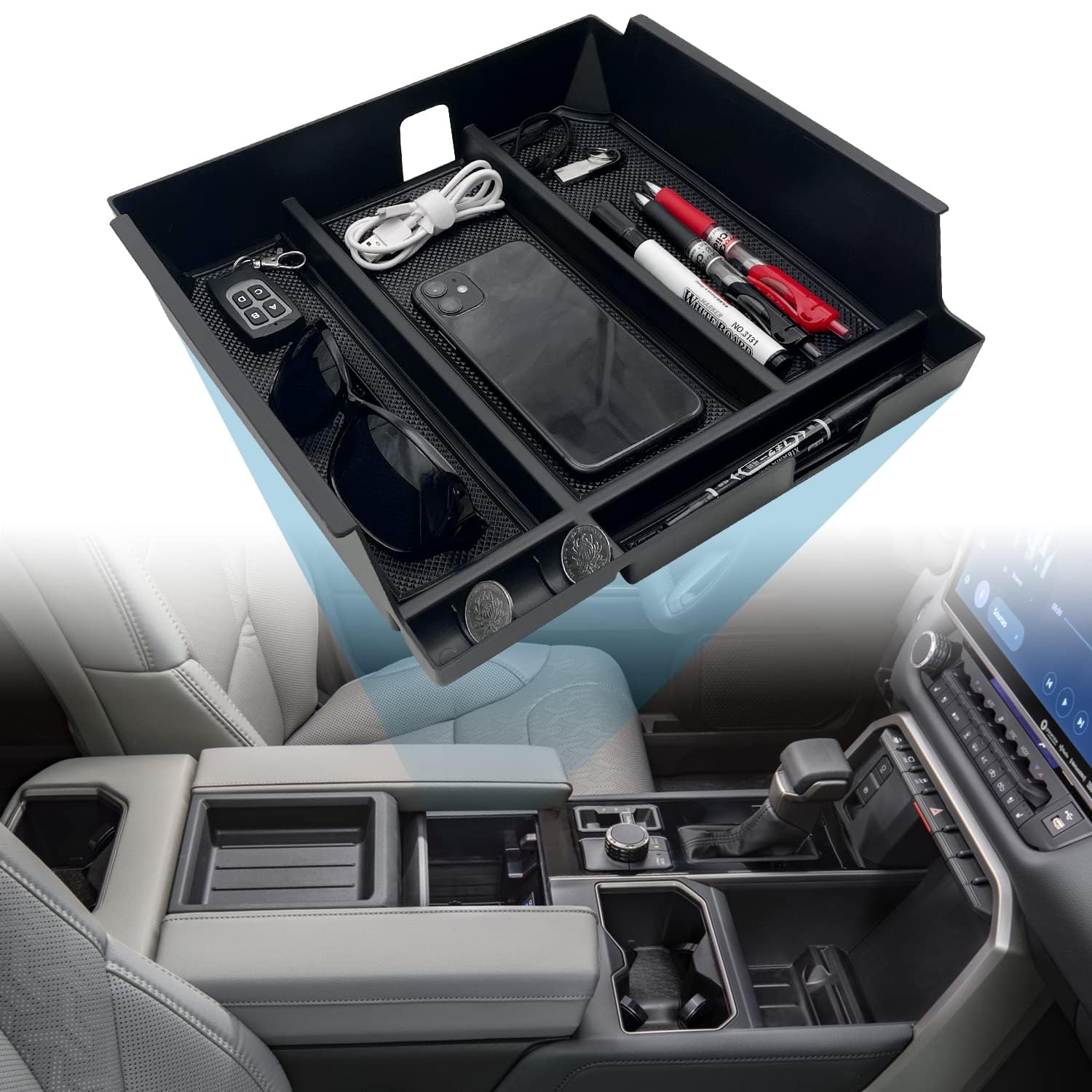 Jojomark Compatible With Toyota Tundra Accessories Center Console Tray Organizer For Tundra 2022 2023 2024 2025 Insert Abs Armre