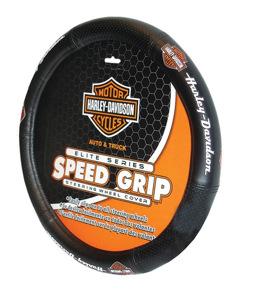 Plasticolor 006733R01 Harley-Davidson Elite Bar & Shield Speed Grip Car Truck SUV Steering Wheel Cover,Black