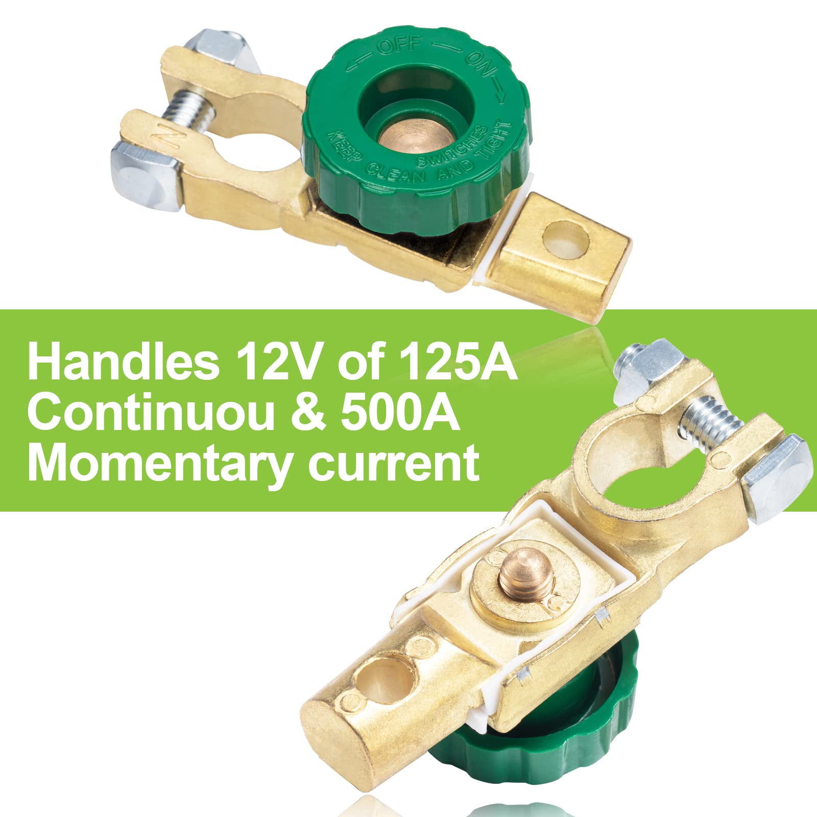 Spurtar Battery Disconnect Switch 12V - 24V Top Post, Quick Disconnect Battery Cut Off Switch For Car Truck Rv Boat Vehicles, Gr