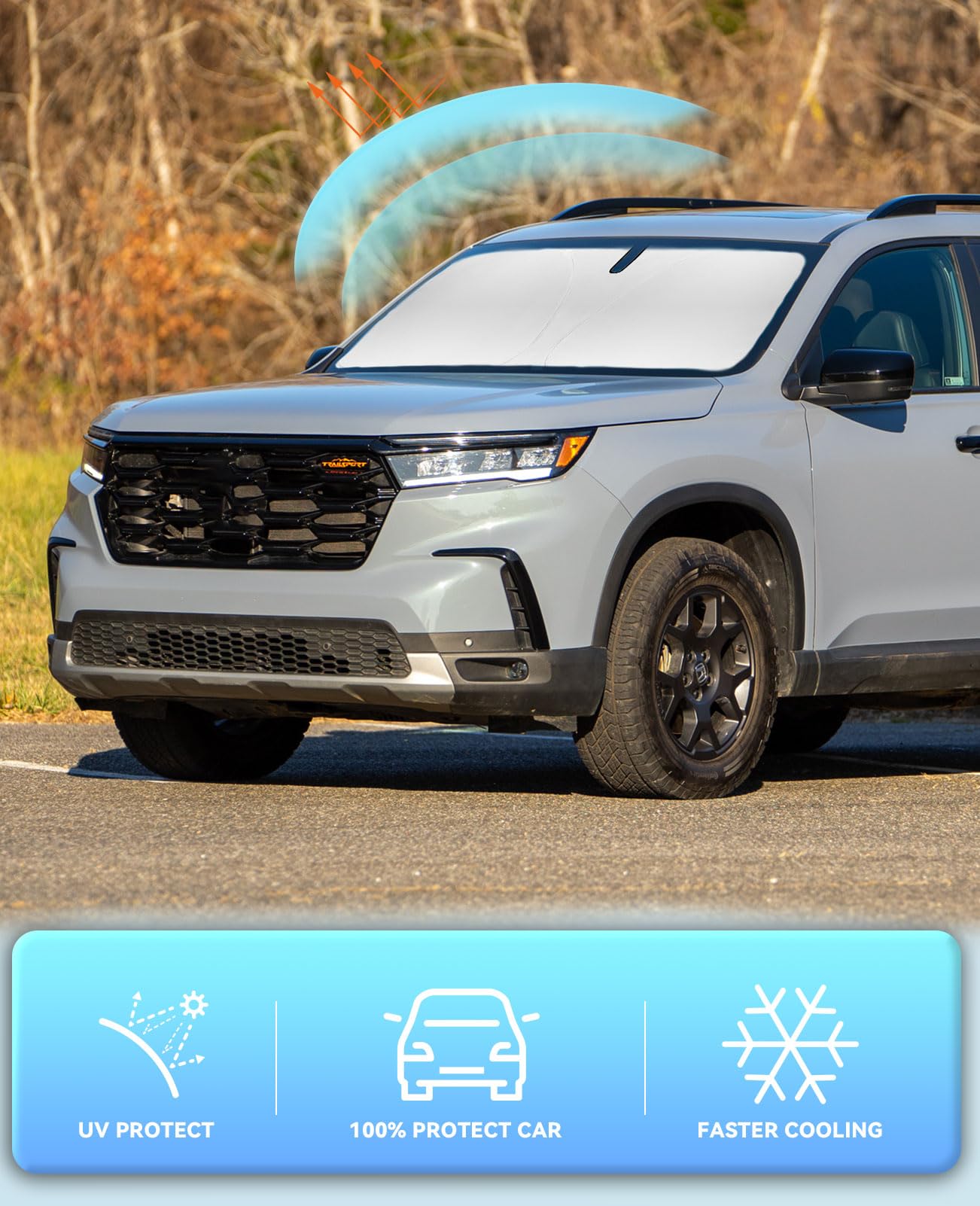 Sun Shade For Pilot Windshield Sunshades Cover For 2016-2023 2024 2025 Honda Pilot Accessories Foldable Front Window Shields 240