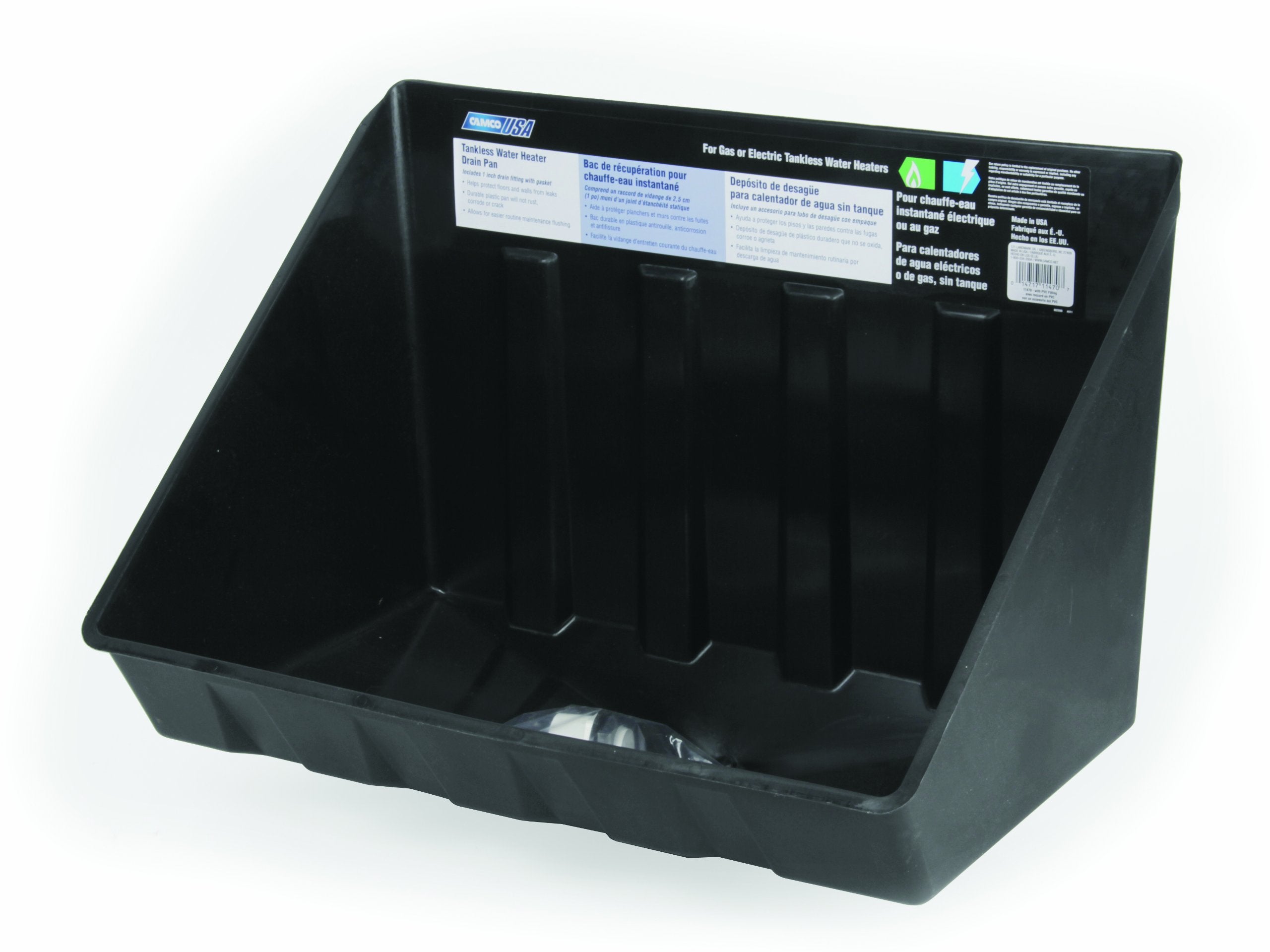 Camco 11470 Tankless Water Heater Drain Pan With Pvc Fitting