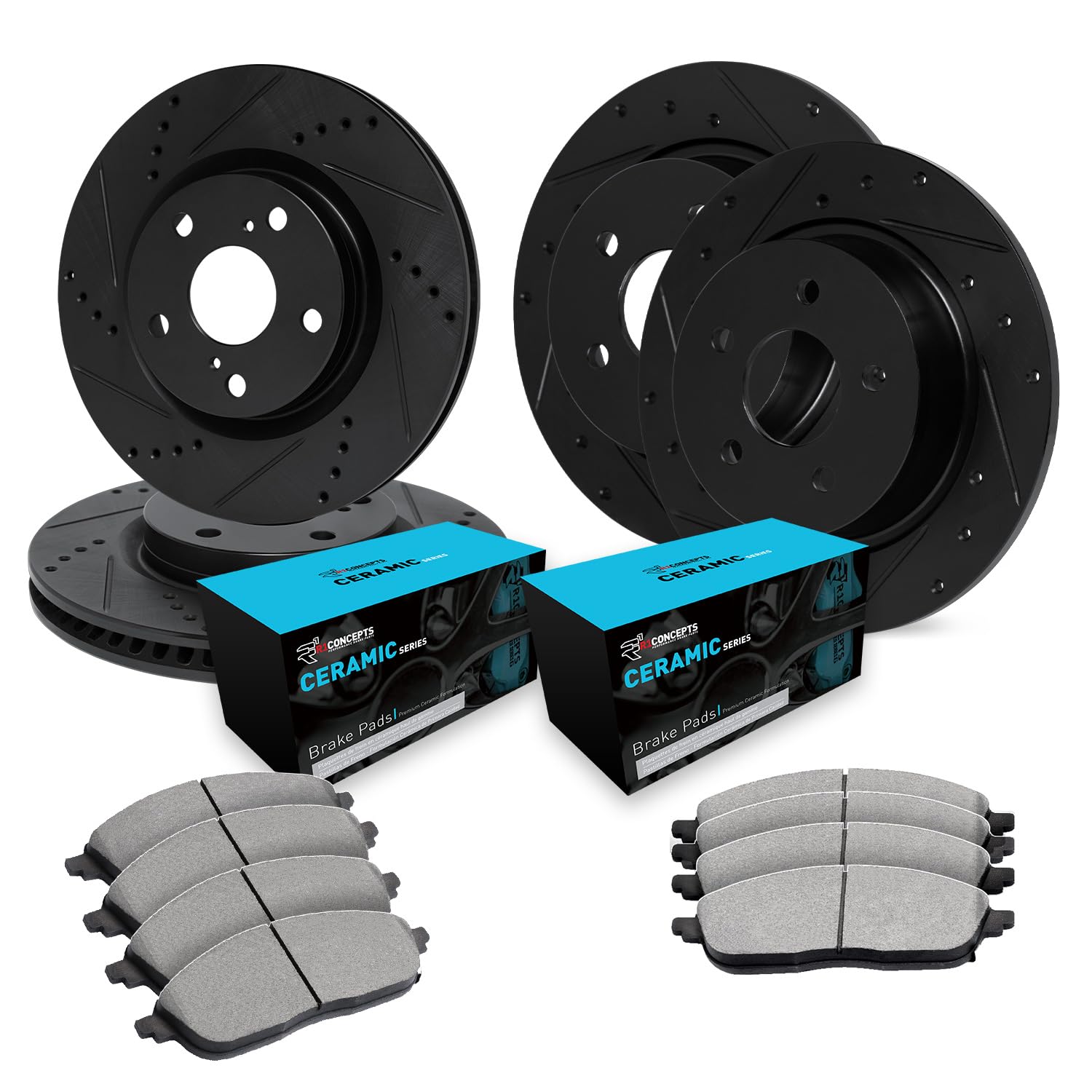 R1 Concepts Front And Rear Brakes And Rotors| Front And Rear Ceramic Brake Pads And Rotors Kit| Fits 2012-2015 Volkswagen Passat
