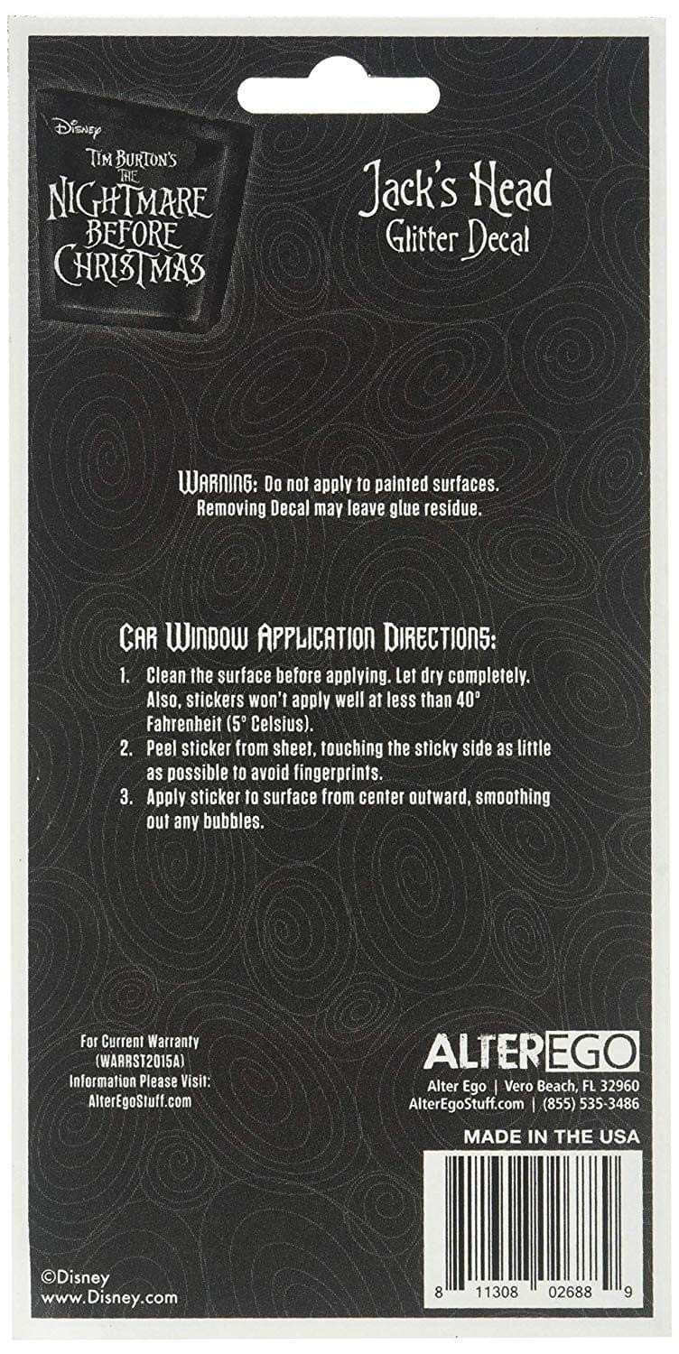 Nightmare Before Christmas 811308026889 Glitter Decal, 1 Pack