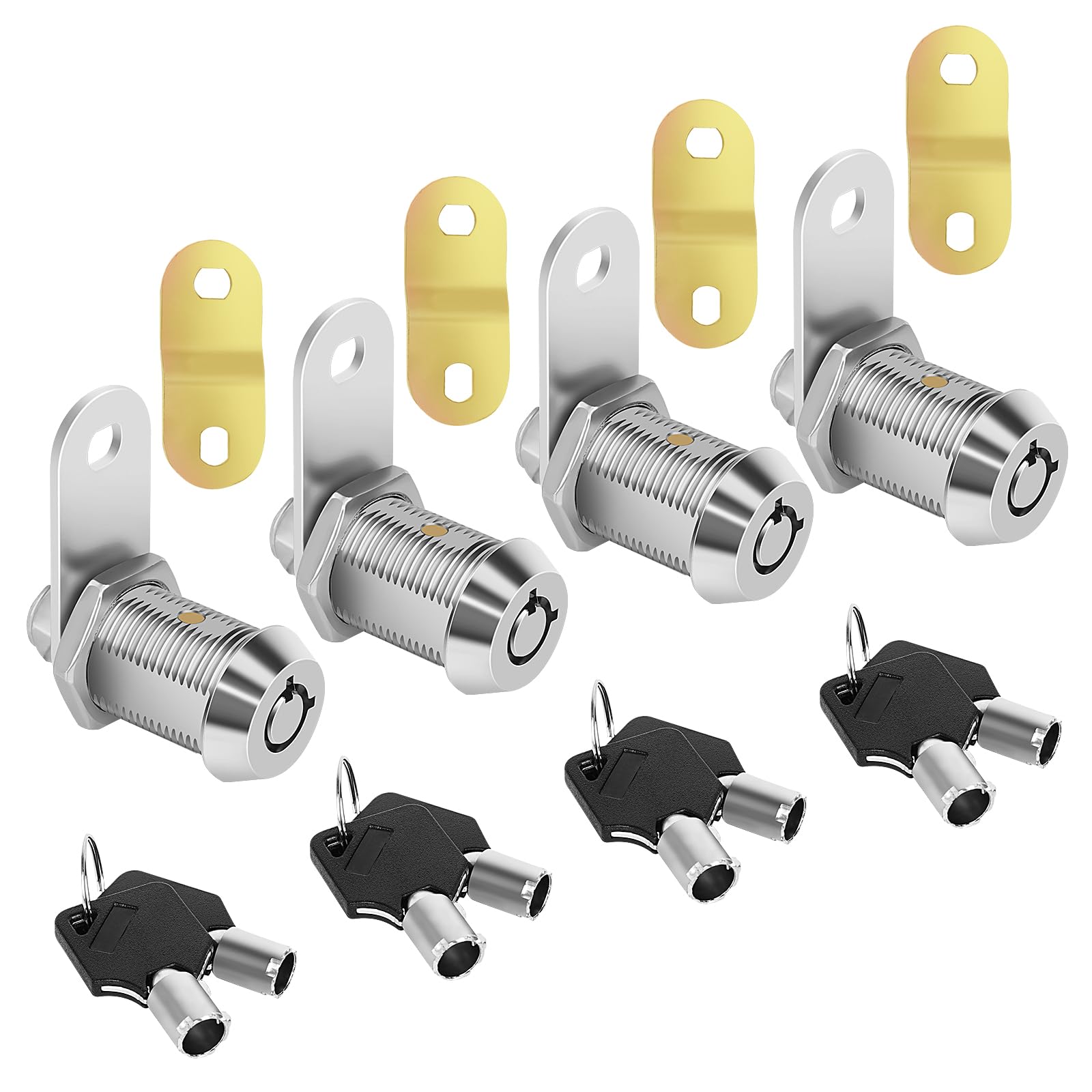 Sartatue Cam Lock RV Locks for Storage Door 1inch RV Compartment 4PCS Keyed Alike,Trailer Replacement Set with Keys, Chrome Fini