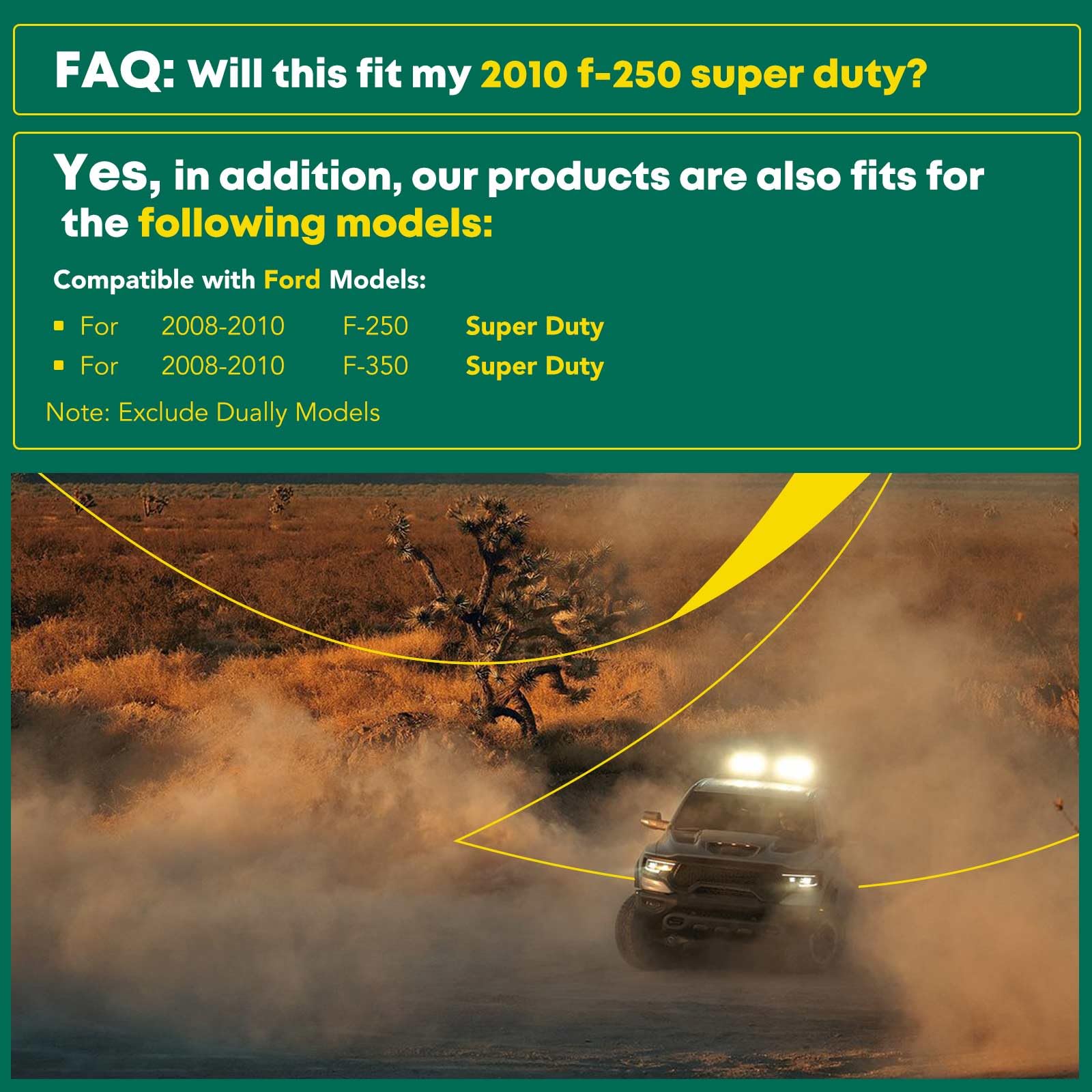 Yhtauto Pocket Style Fender Flares W/Hardware Kit Compatible With 2008-2010 Ford F-250 F-350 Super Duty, Smooth Black Wheel Cover Flare Protectors, Front & Rear, Set Of 4