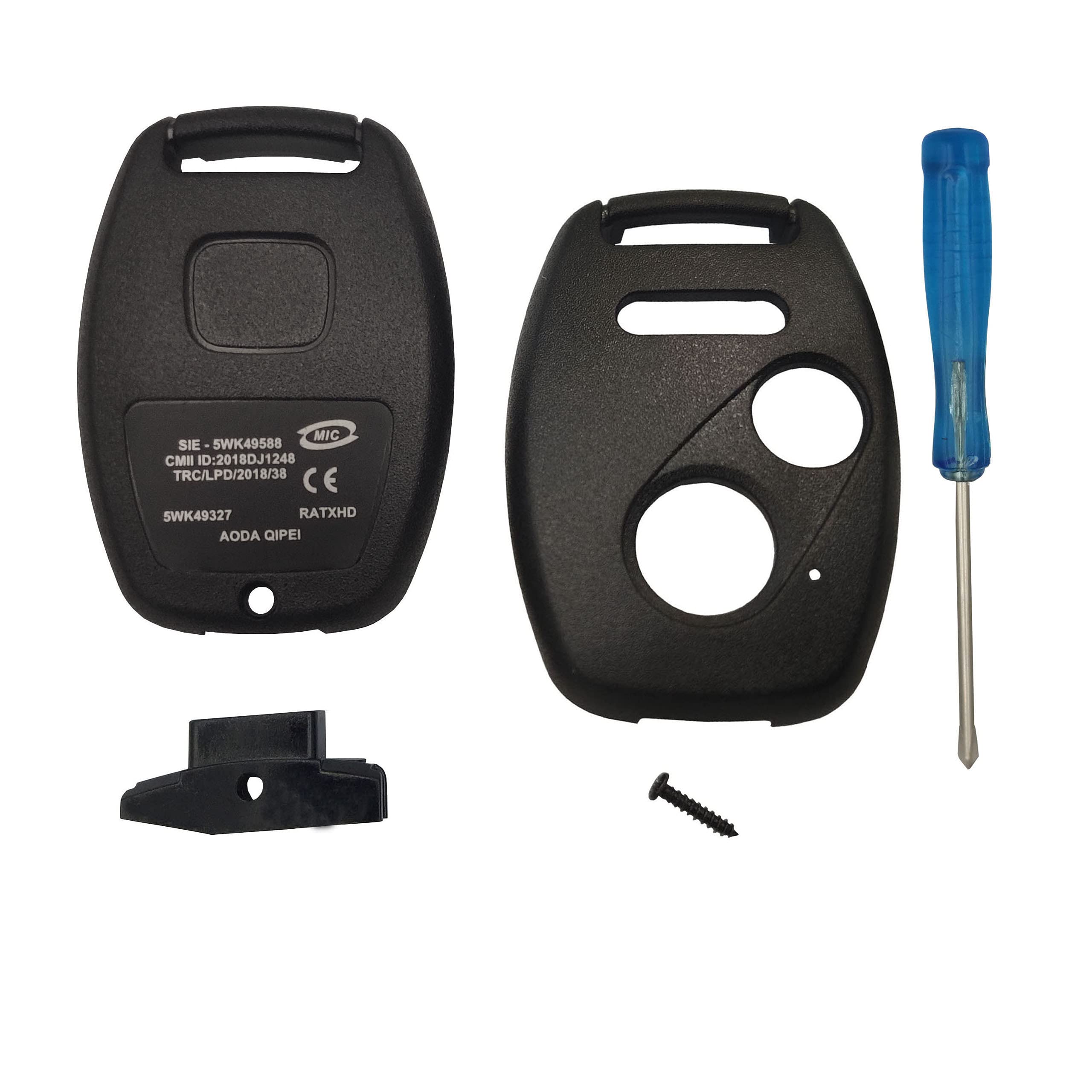 Binowen Replacement For 3 Buttons Keyless Entry Remote Honda Key Fob Shell With Screwdriver Fit Forhonda Accord/Civic/Cr-V/Fit/O