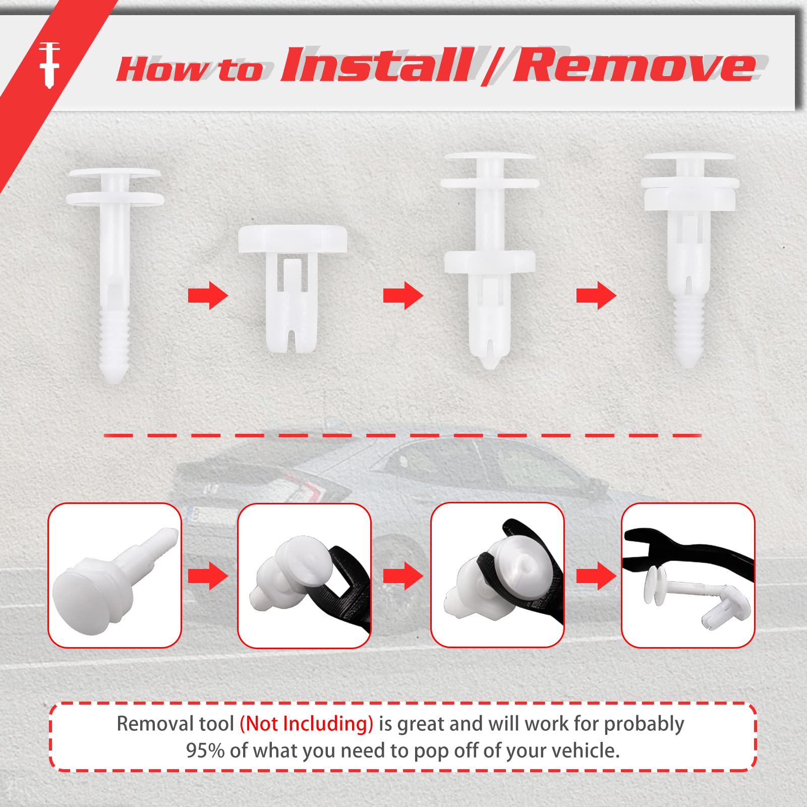 OTUAYAUTO 50 Pcs Door Panel Retainer Clips, Replacement for GM Cars, Compatible with GMC Chevrolet Truck C1500/C2500/C3500/K1500