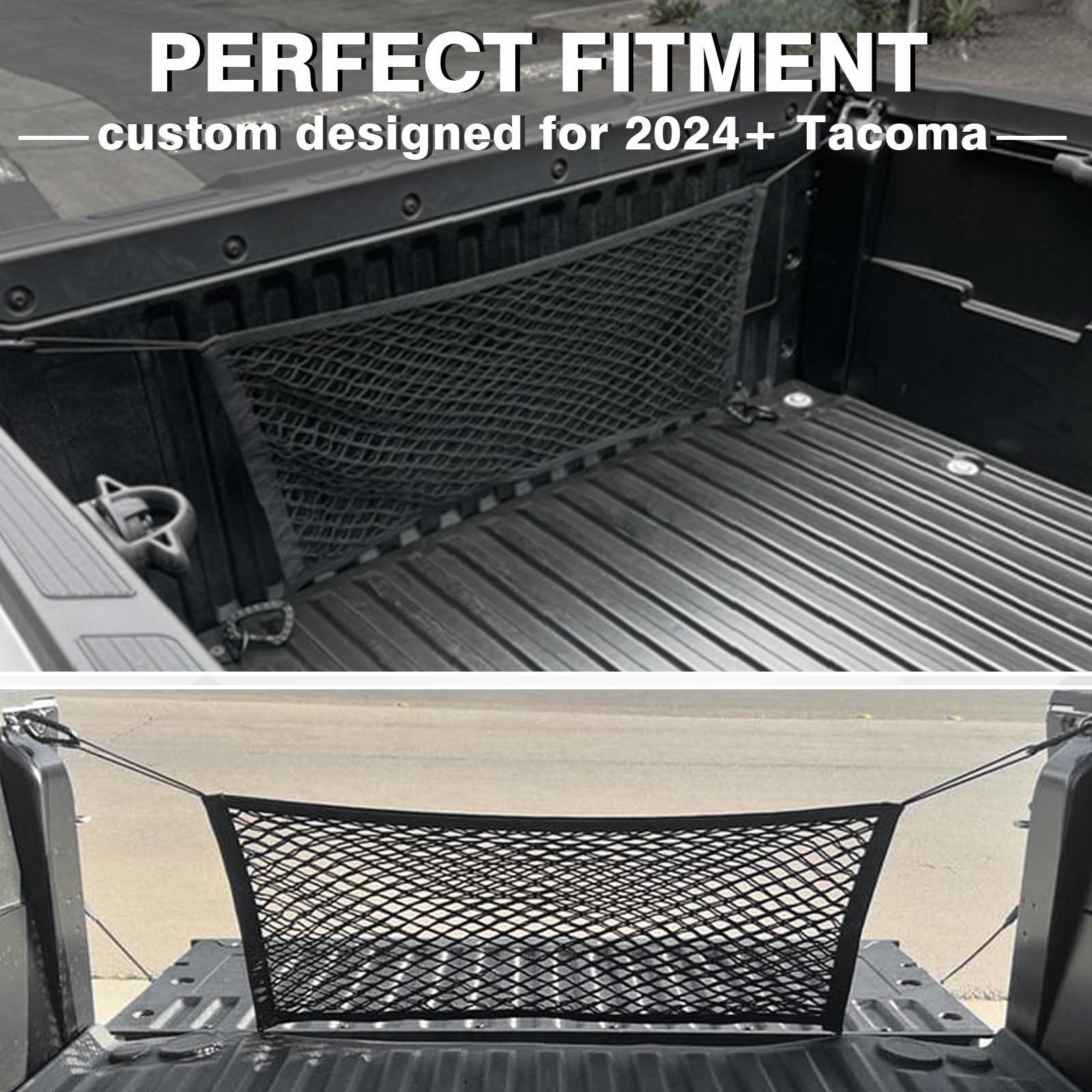 Muslogy Truck Bed Cargo Net Envelope Style Compatible With 2024 2025 Toyota Tacoma Accessories Elastic Mesh Bed Net Stretchable
