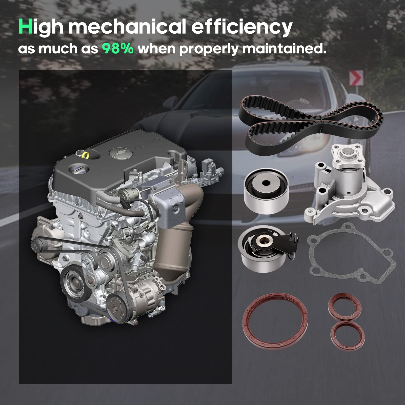 Scitoo Tckwp284A Ts26284A Wp9137 Engine Timing Belt Kit Fits For 06-12 For Hyundai Elantra 07-08 For Hyundai Tiburon 06-09 For Hyundai Tucson 06-09 For Kia Spectra Spectra5 For Sportage