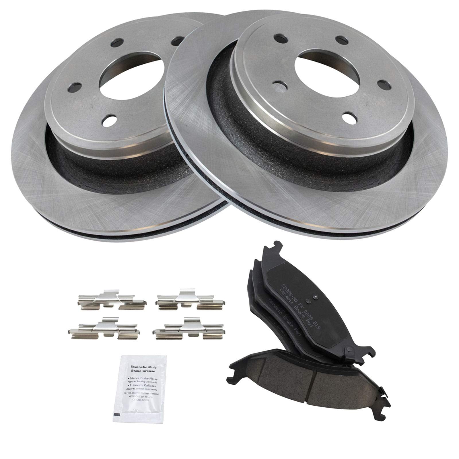 TRQ Rear Brake Pad & Rotor Kit Brake Pads Brake Rotor Ceramic Compatible with 2007-2009 Chrysler Aspen 2005-2009 Dodge Durango 2