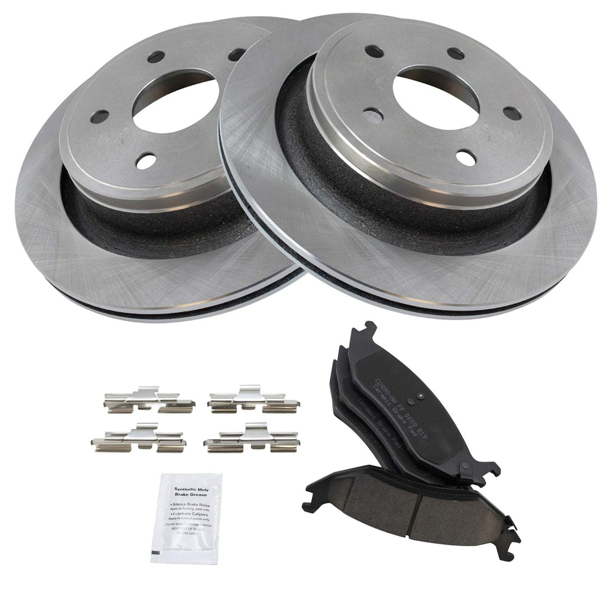 TRQ Rear Brake Pad & Rotor Kit Brake Pads Brake Rotor Ceramic Compatible with 2007-2009 Chrysler Aspen 2005-2009 Dodge Durango 2