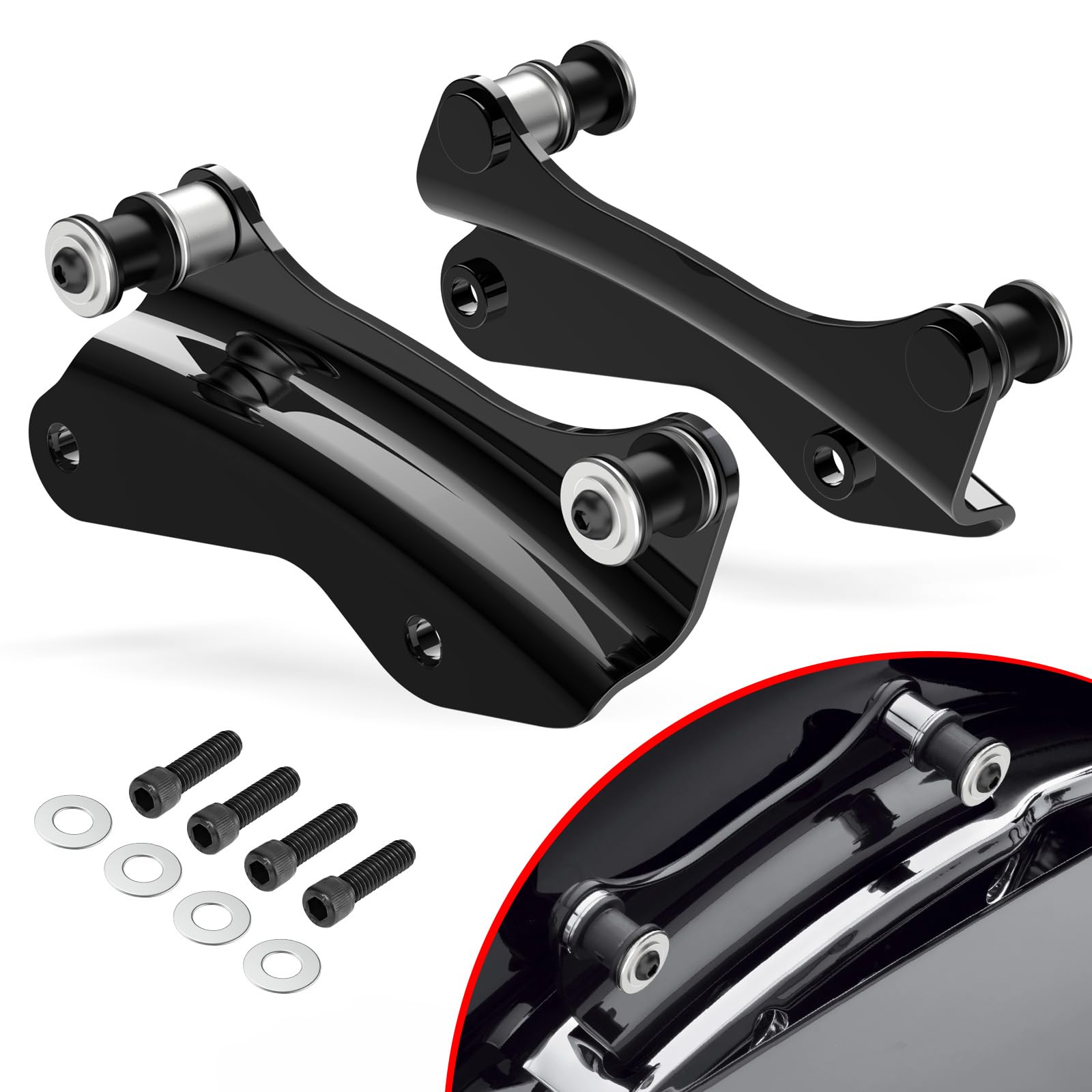 Amazicha Vivid Black 4 Point Docking Hardware Kit Compatible For Harley Davidson Touring Street Glide Electra Glide Road King Road Glide 2014 2015 2016 2017 2018 2019 2020 2021 2022 2023 2024