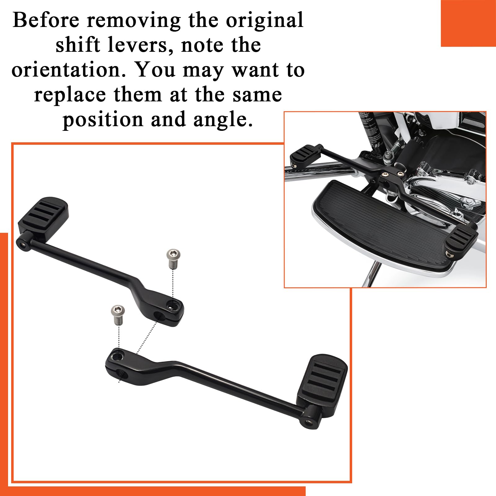 Fovplue Heel/Toe Shifter Levers W/Shift Pegs, Front And Rear Shifter Pegs For Harley '86-'17 Fl Softail, 88-Later Touring Cvo Road Glide Street Glide Electra Glide Road King And '08-Later Trike, Bk#2