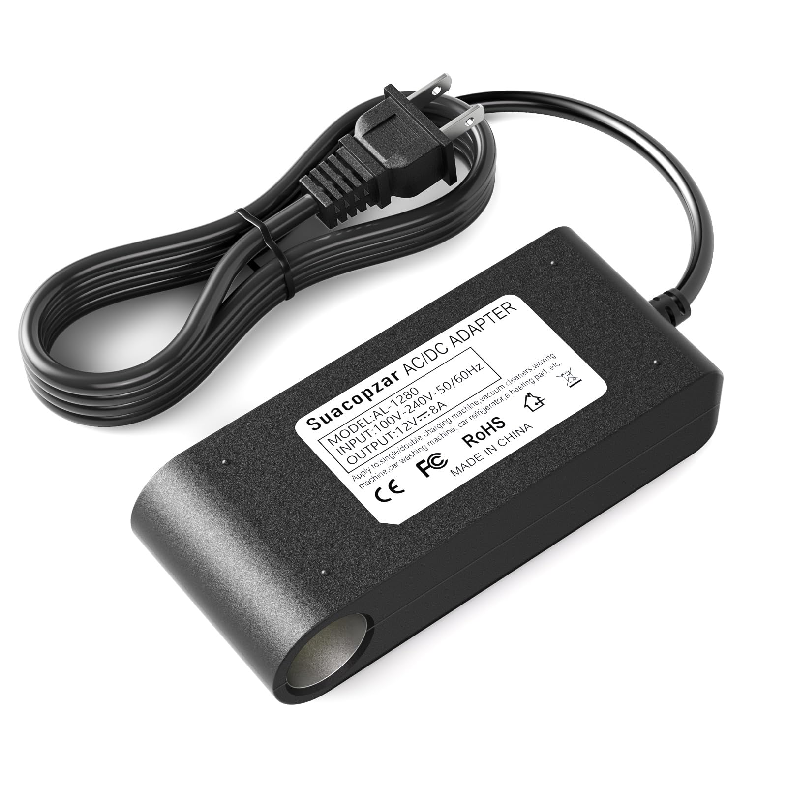 Suacopzar 12V 8A 96W Ac To Dc Cigarette Lighter Socket Power Adapter, Ac 100~240V To Dc 12V Car Power Supply Converter, Converte