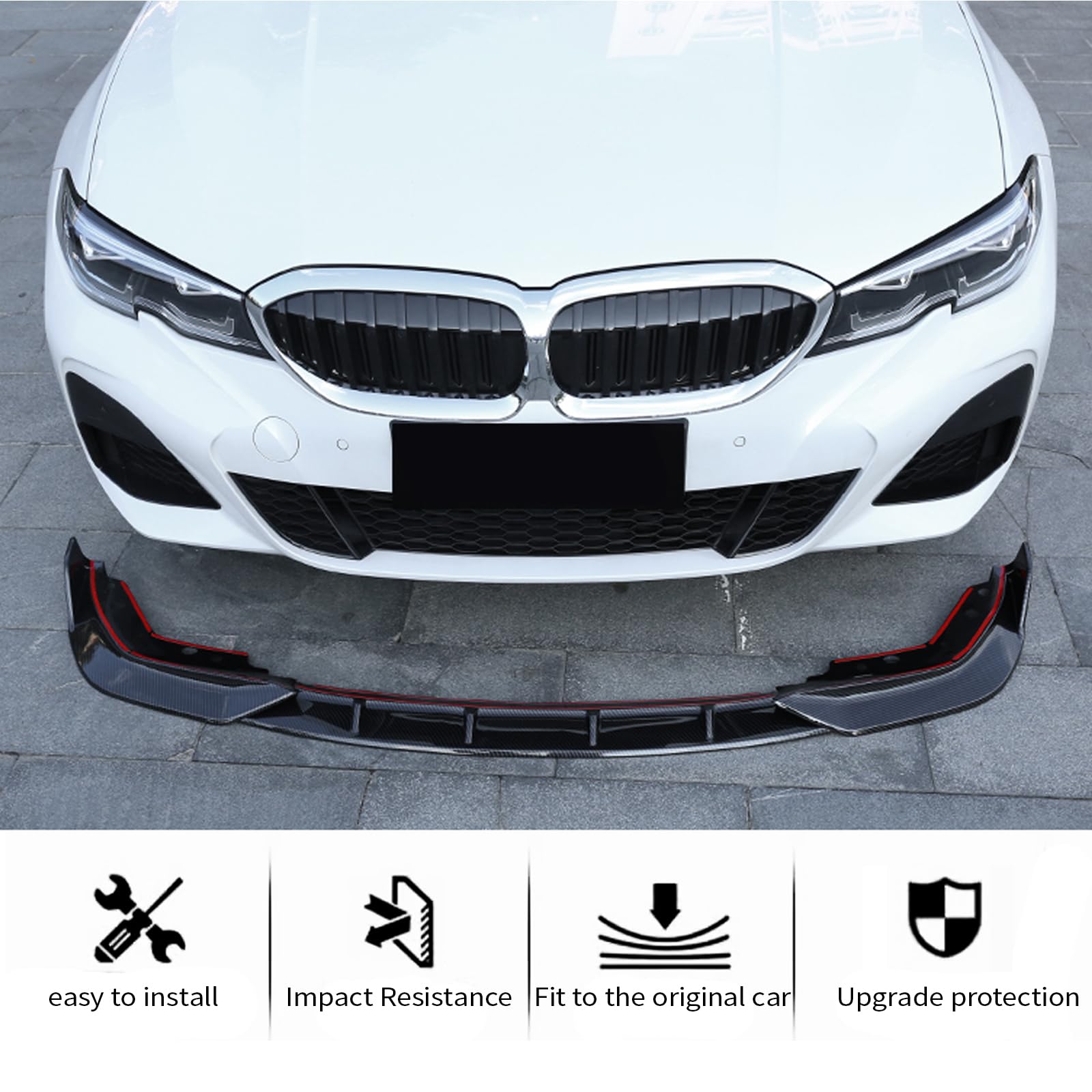 AAriguthel G20 Front Lip Compatible with 2019-2022 3 Series G20 Sedan 320i 330i 330e M340i 318d 320d 330d 3Pcs Lip Chin Spoiler