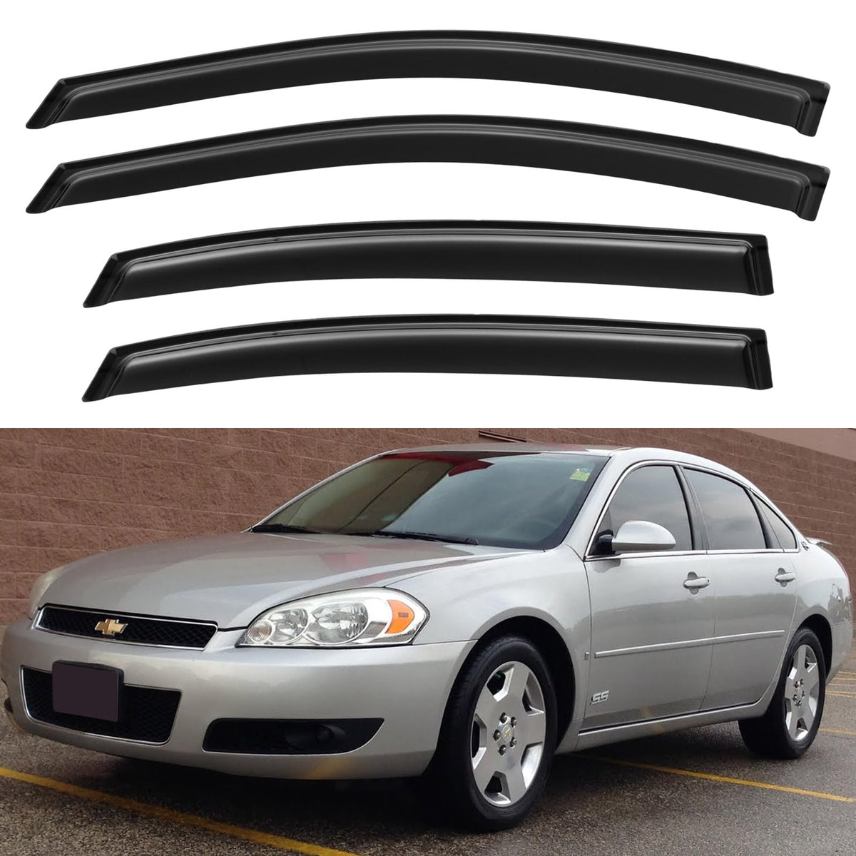 Window Visors Rain Guards for 2006-2013 Chevy Impala, Out-Channel Window Vent Wind Deflectors Visors Shades for 2014-2016 Impala