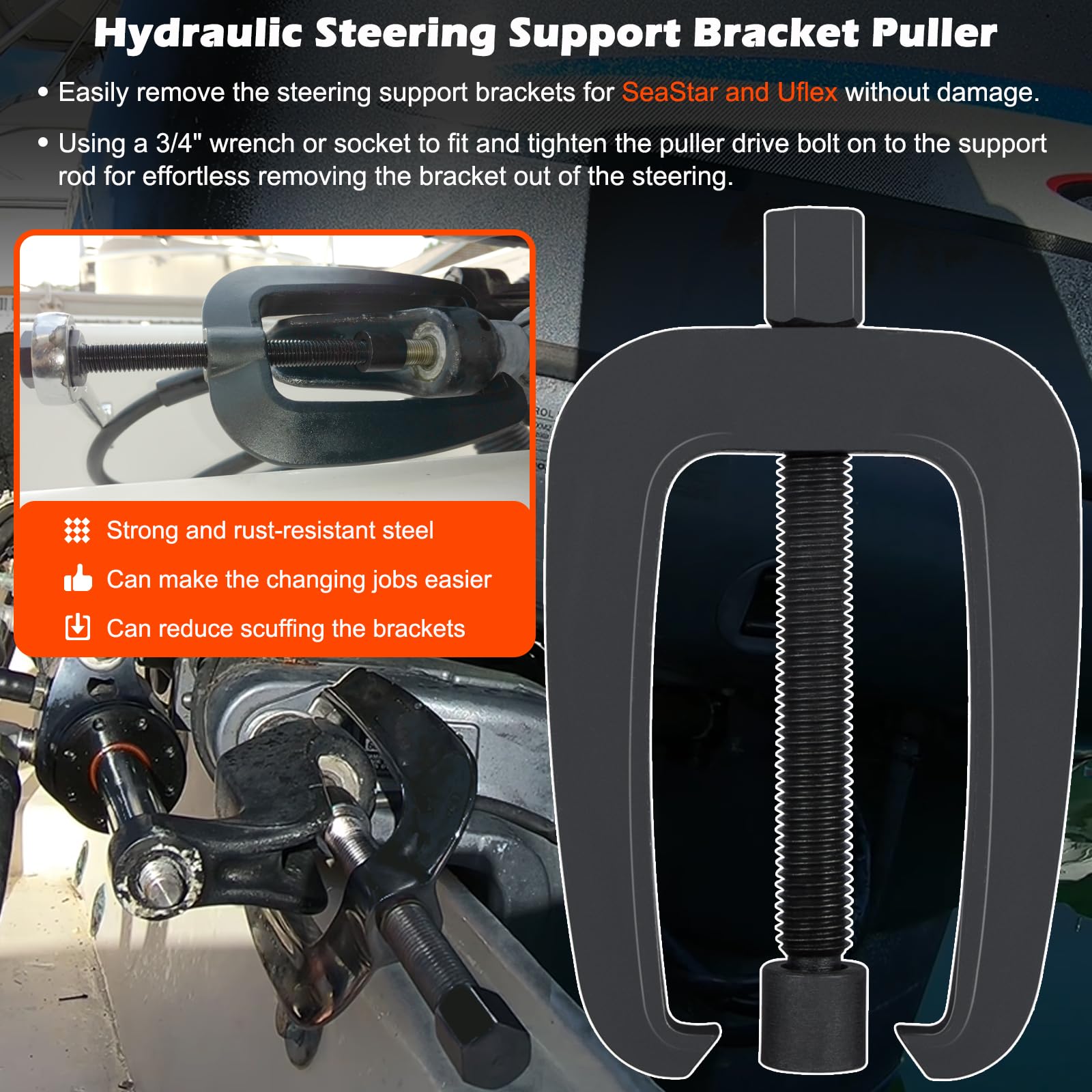 Bonbo For Seastar Hc5345 Front Mount Hydraulic Steering Cylinder Seals Kit With Pin Wrench Hs5157 & For All Seastar Steering Sup