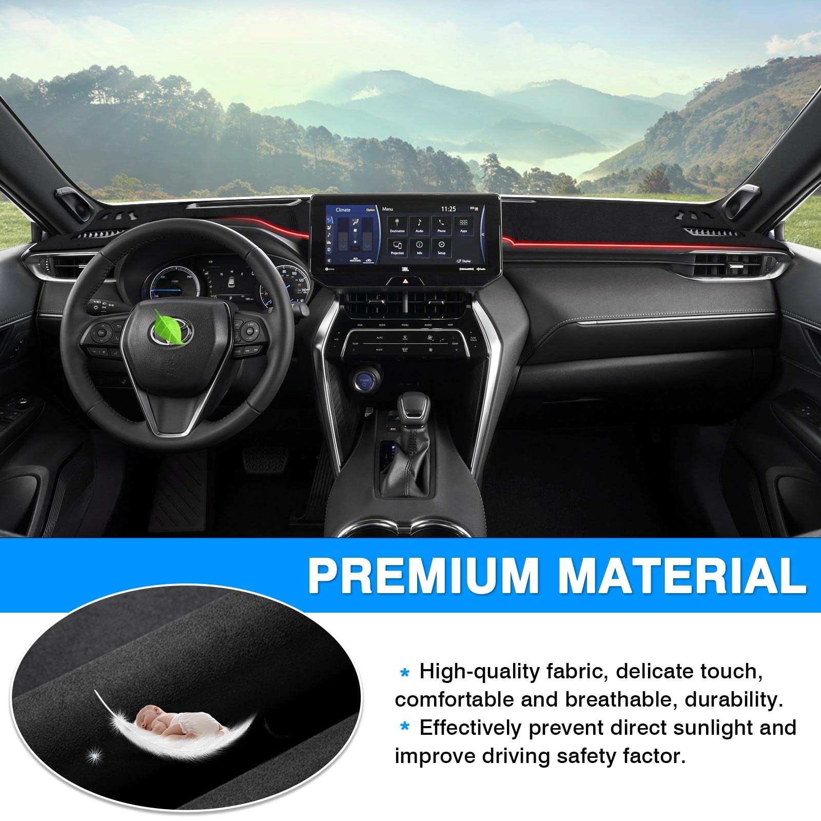 Autorder Dashboard Cover Mat For 2021 2022 2023 2024 Toyota Venza Accessories Dash Cover Flannel Dash Mat Sunshade Glare Uv Rays