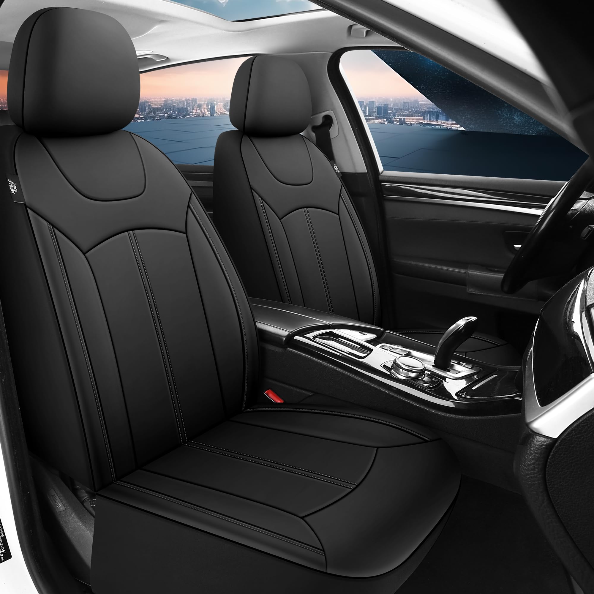 Pariiaotin Premium Leather Car Seat Covers Front Set, Waterproof Stain-Resistant Seat Covers For Cars, Universal Automotive Inte