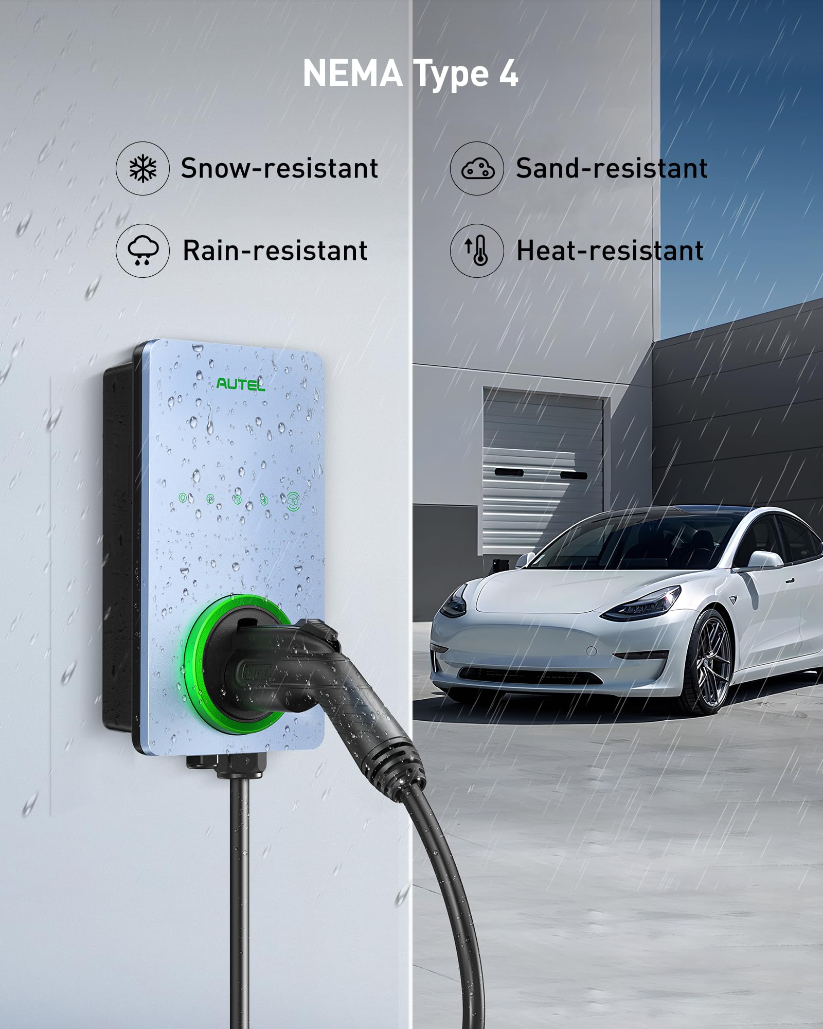 Autel Home Smart Electric Vehicle (Ev) Charger Up To 50Amp, 240V, Indoor/Outdoor Car Charging Station With Level 2, Wi-Fi And Bl