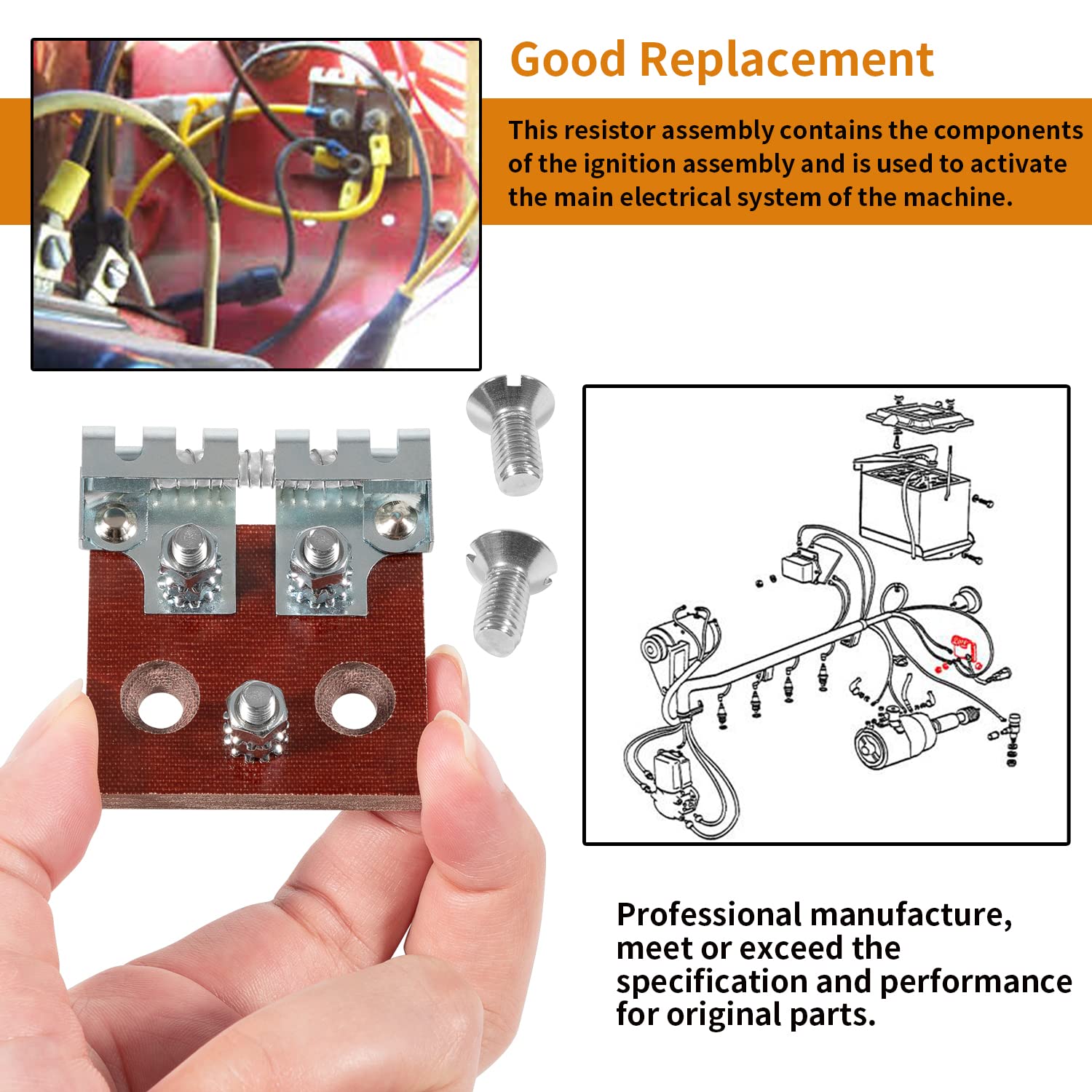 Ignition Coil Resistor Assembly Fit For Ford/New Holland Tractor 2N 8N 9N Replace For A8Nn-12250-A, 170-14006, 87056839, Ifd6001
